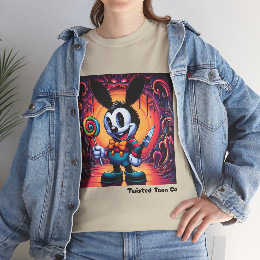 Cartoon Bunny Lollipop Tee — Retro Cute Graphic T-Shirt