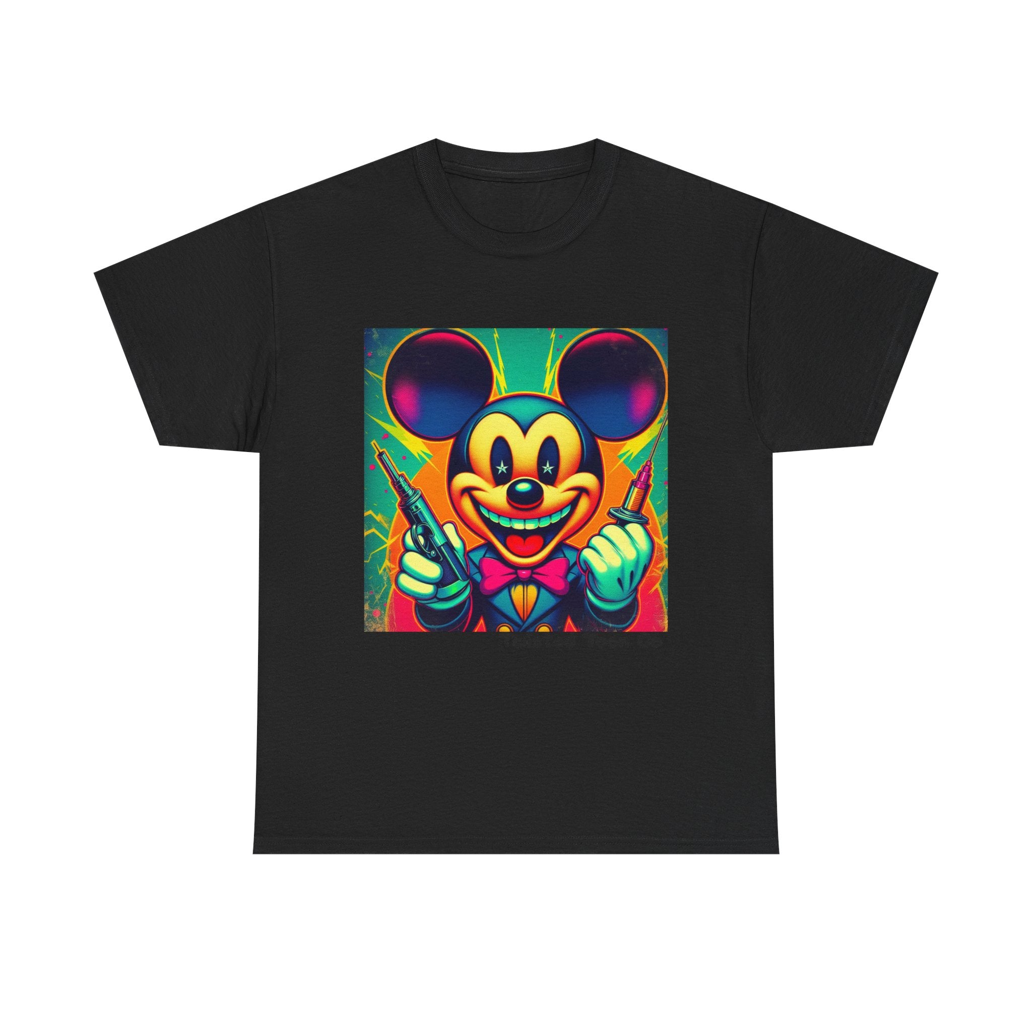 Retro Neon Cartoon Tee — Colorful Vintage Mouse Graphic Shirt