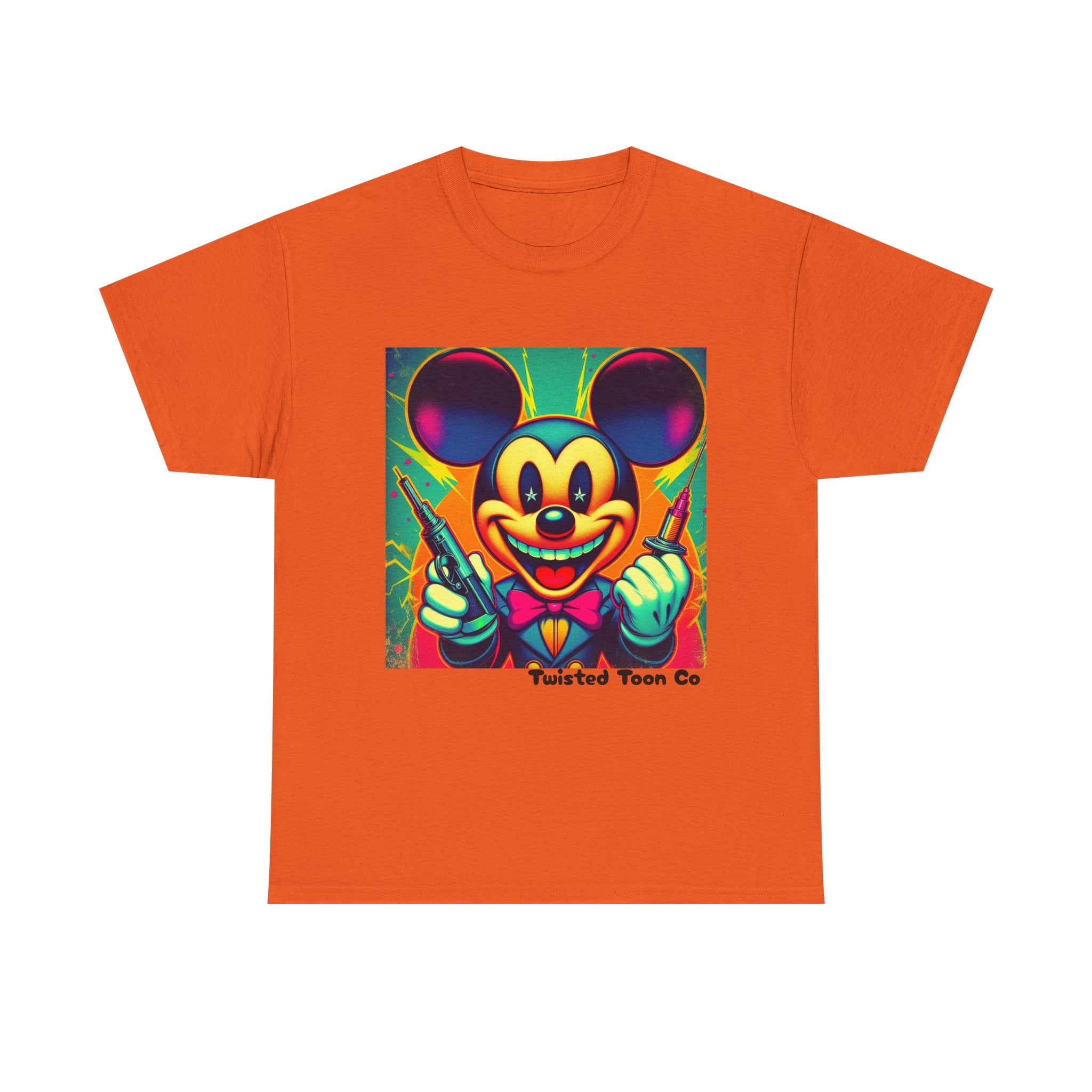 Retro Neon Cartoon Tee — Colorful Vintage Mouse Graphic Shirt