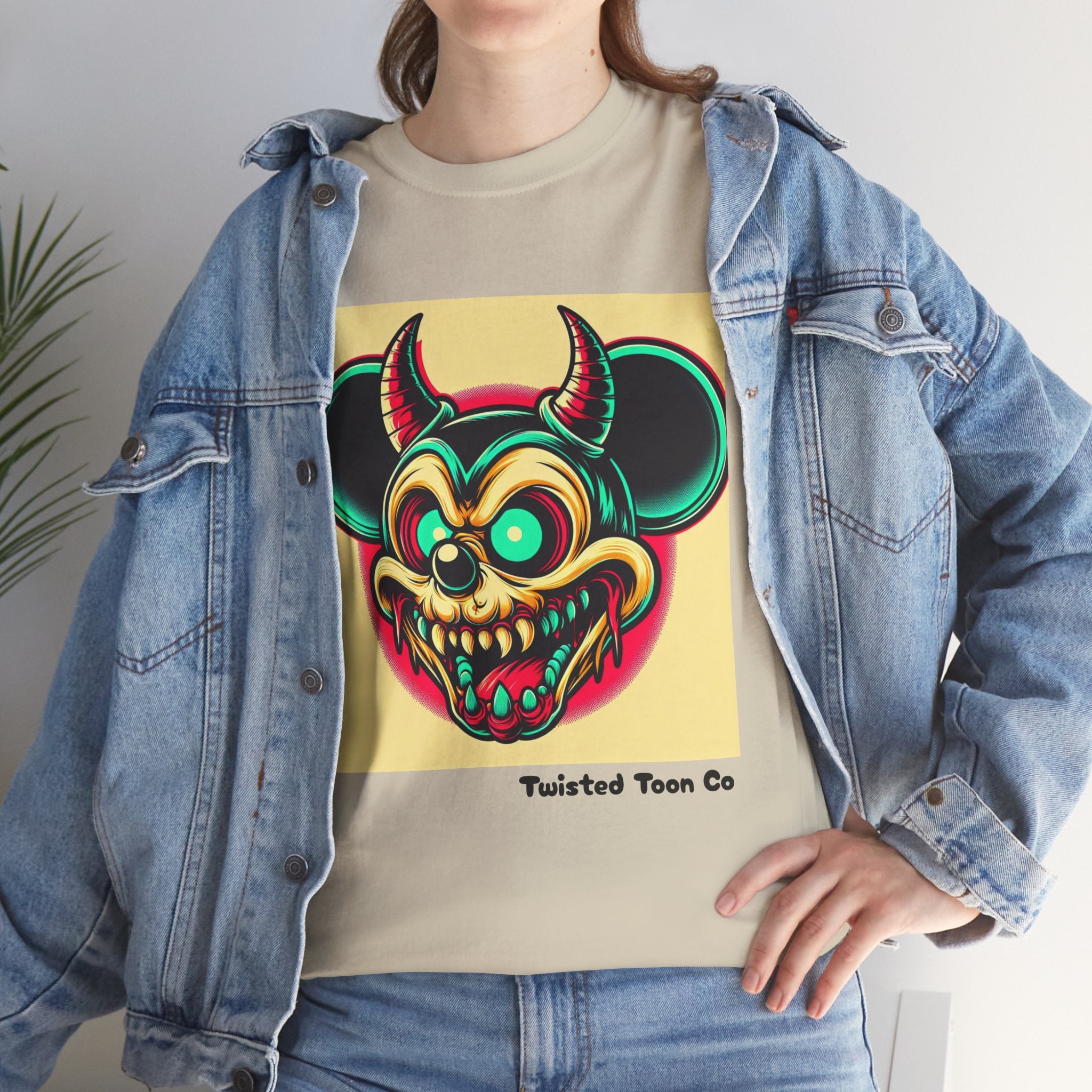Demonic Mouse Skull Tee — Retro Neon Horror Graphic T‑Shirt