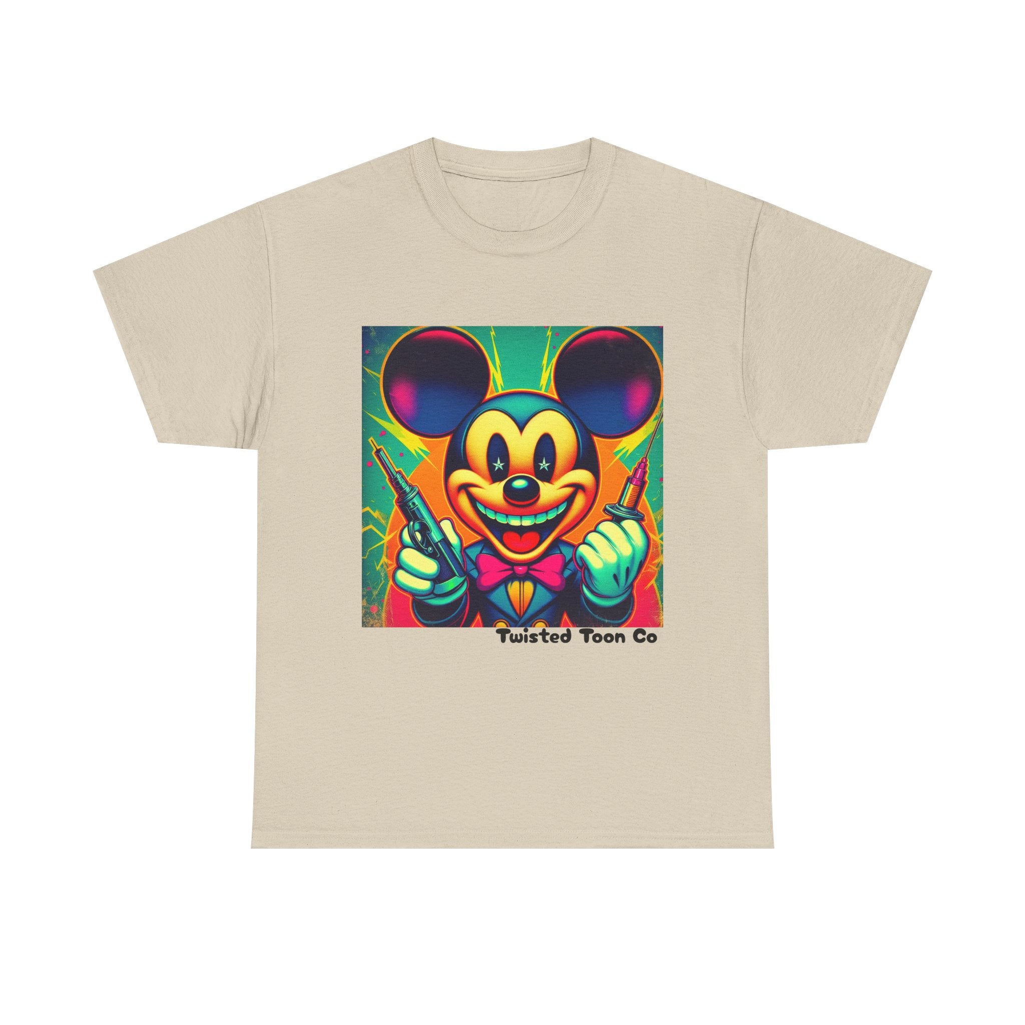 Retro Neon Cartoon Tee — Colorful Vintage Mouse Graphic Shirt