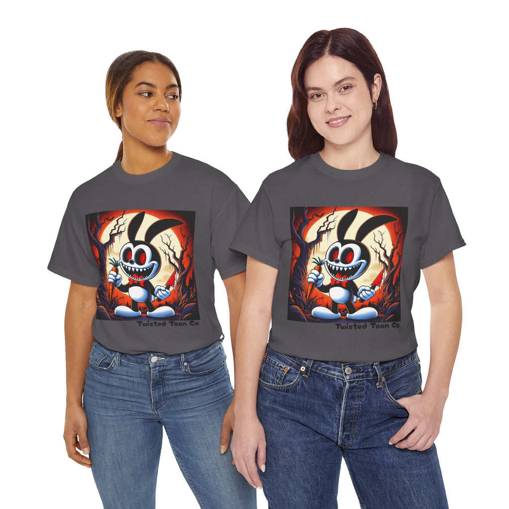Spooky Cartoon Bunny Tee — Retro Horror Bunny Graphic Shirt