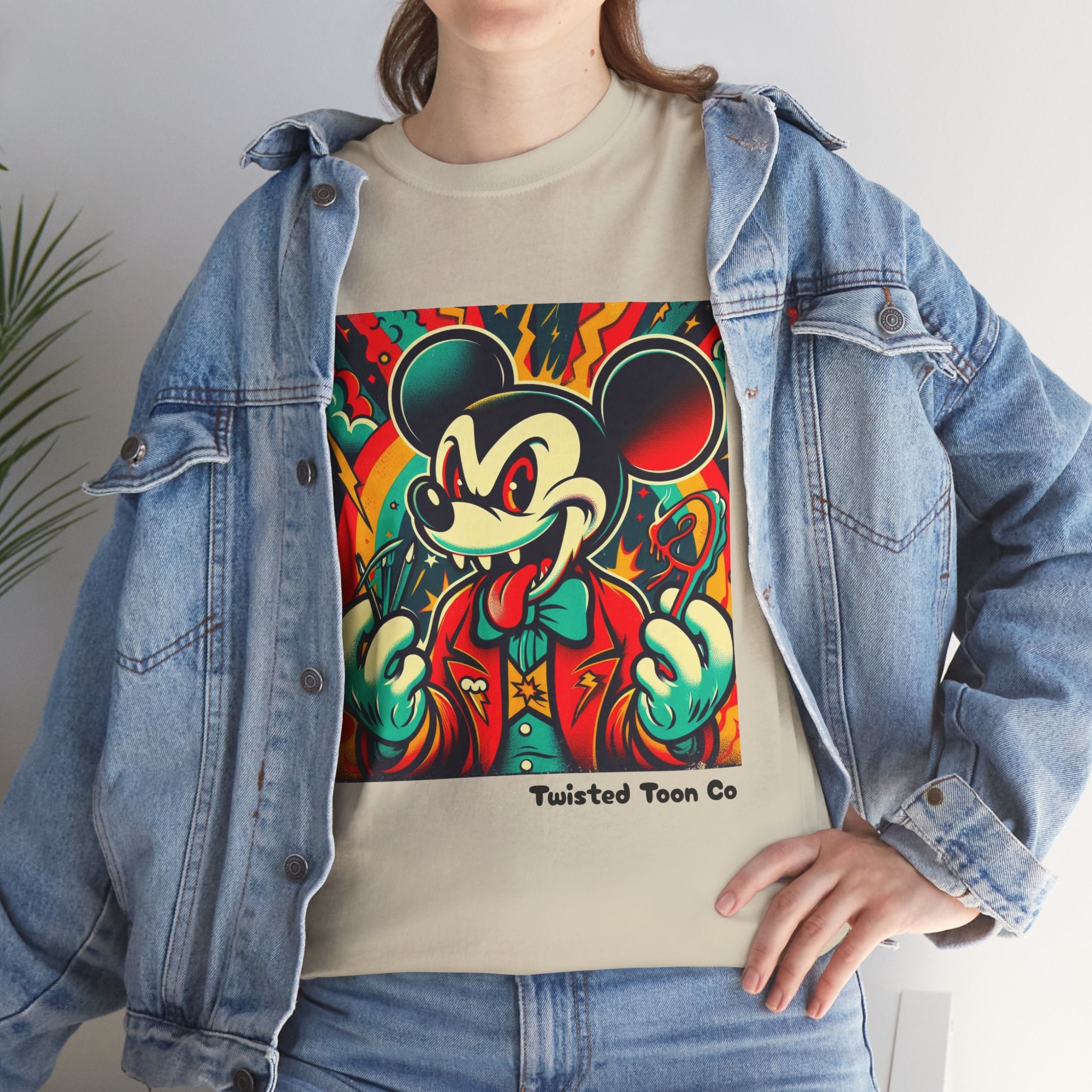 Graphic Tee — Retro Cartoon Devil Mouse Illustration