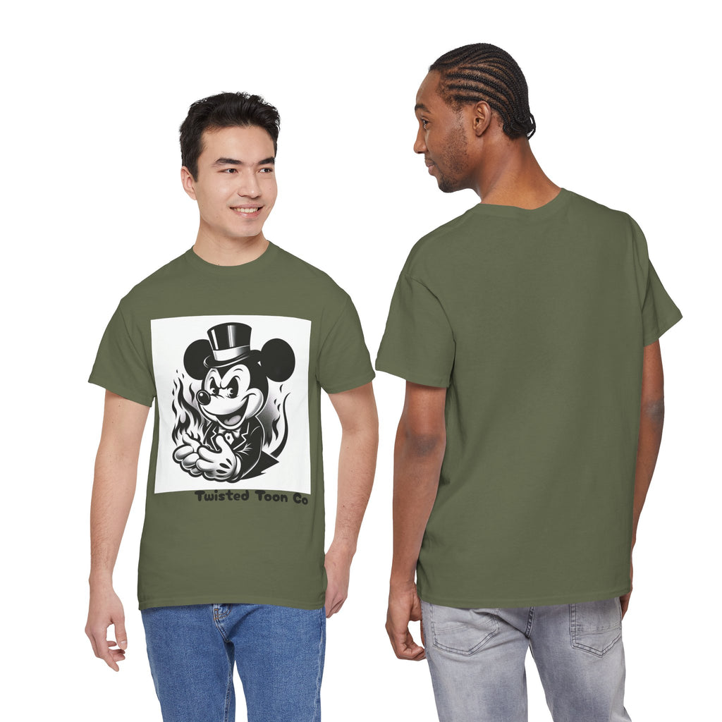 Graphic Tee — Retro Mischievous Mouse with Flames