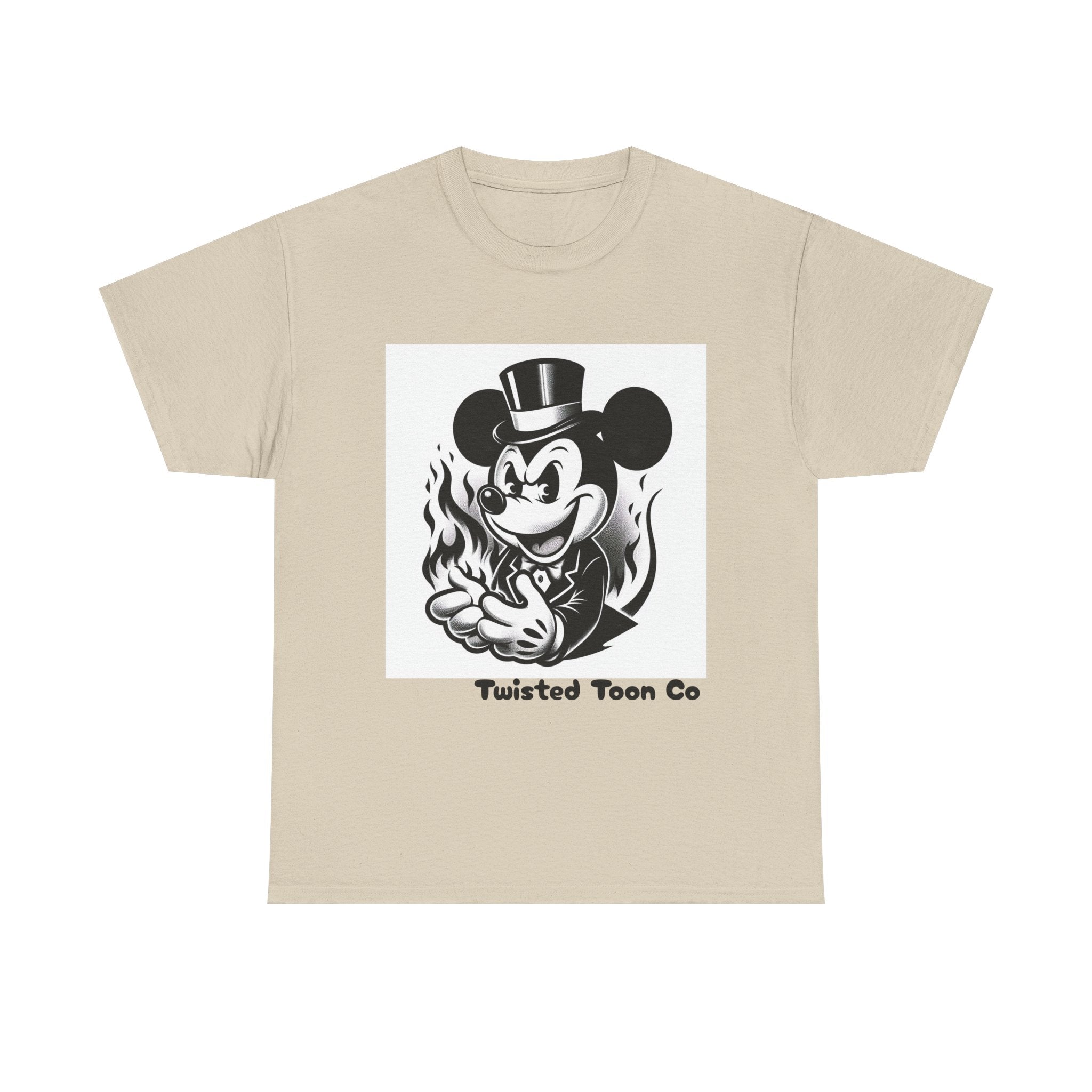 Graphic Tee — Retro Mischievous Mouse with Flames