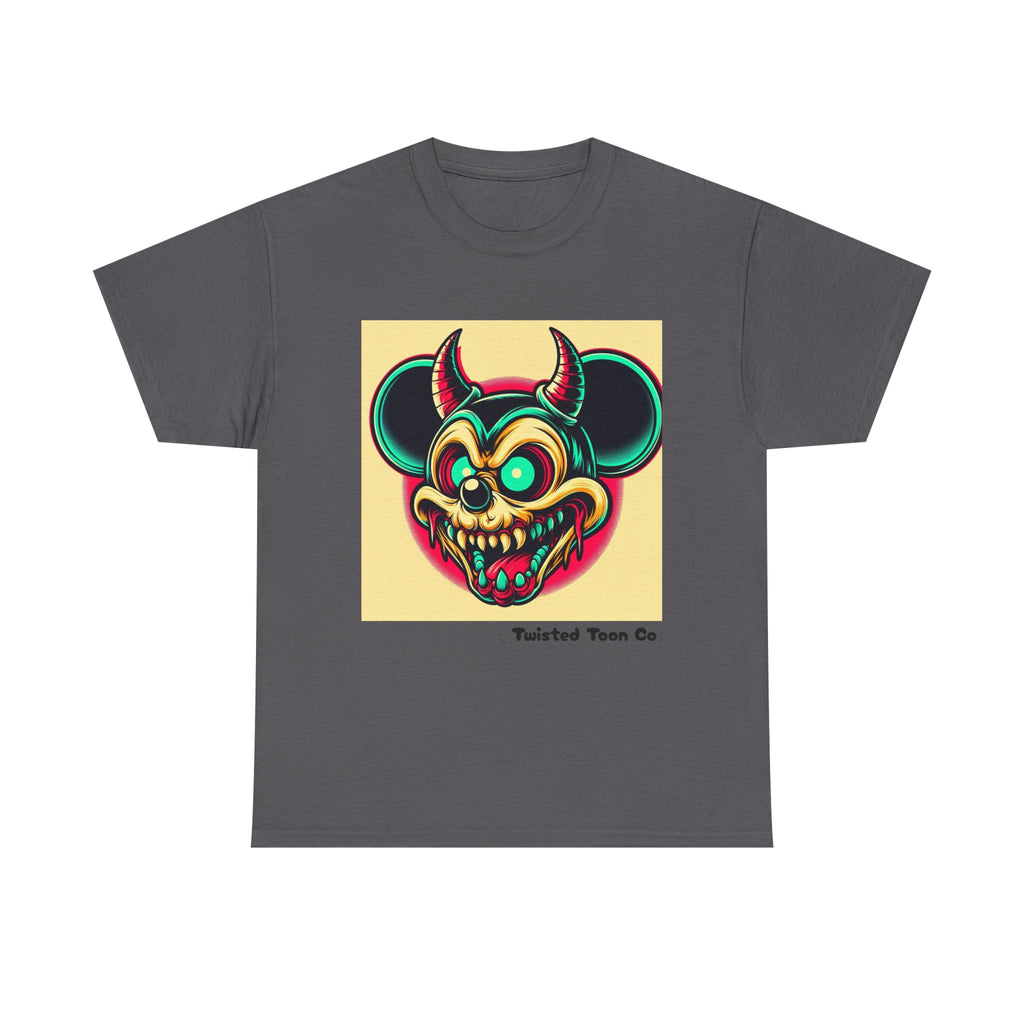Demonic Mouse Skull Tee — Retro Neon Horror Graphic T‑Shirt