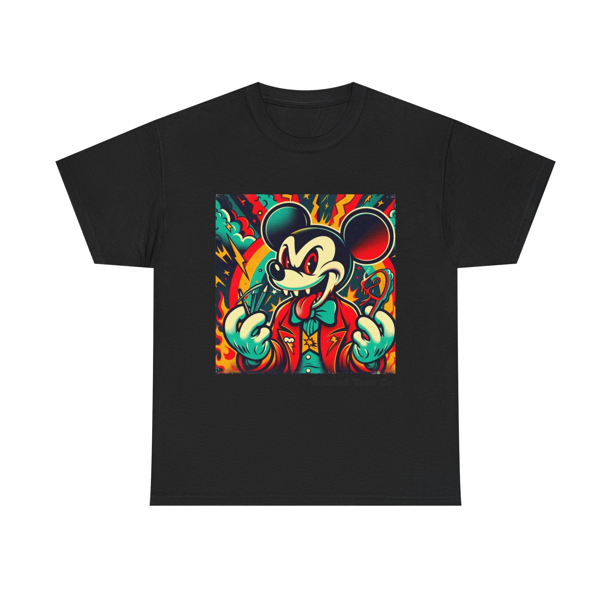 Graphic Tee — Retro Cartoon Devil Mouse Illustration