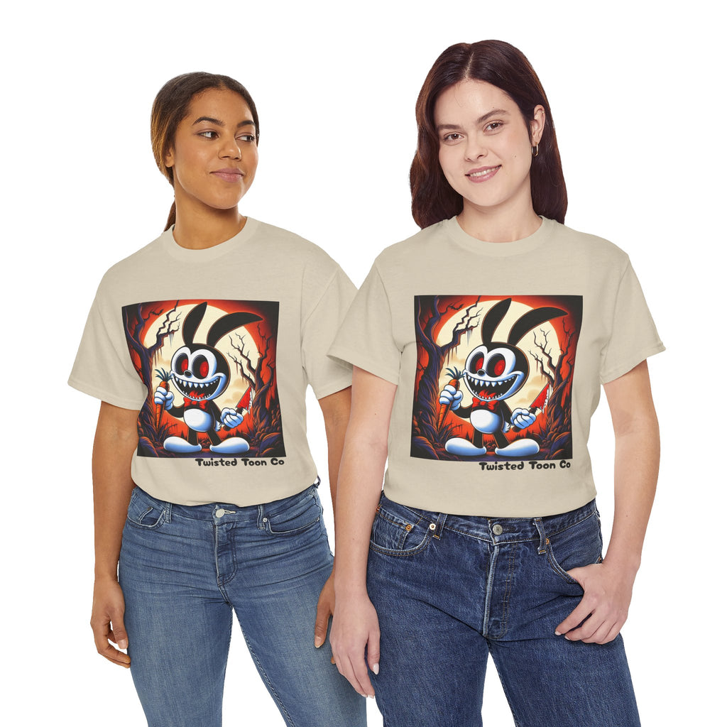 Spooky Cartoon Bunny Tee — Retro Horror Bunny Graphic Shirt