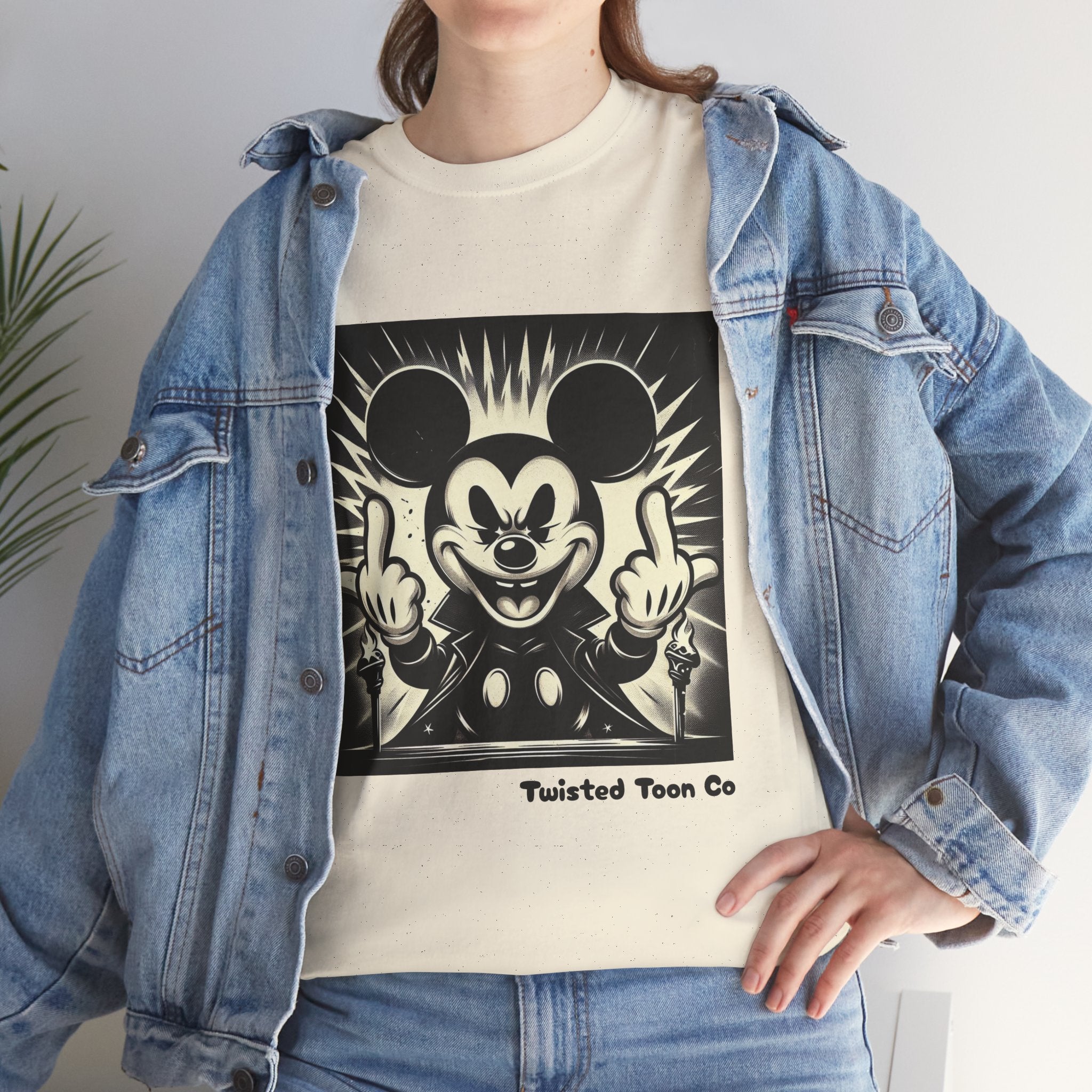 Graphic Tee — Retro Cartoon Character Giving Middle Fingers