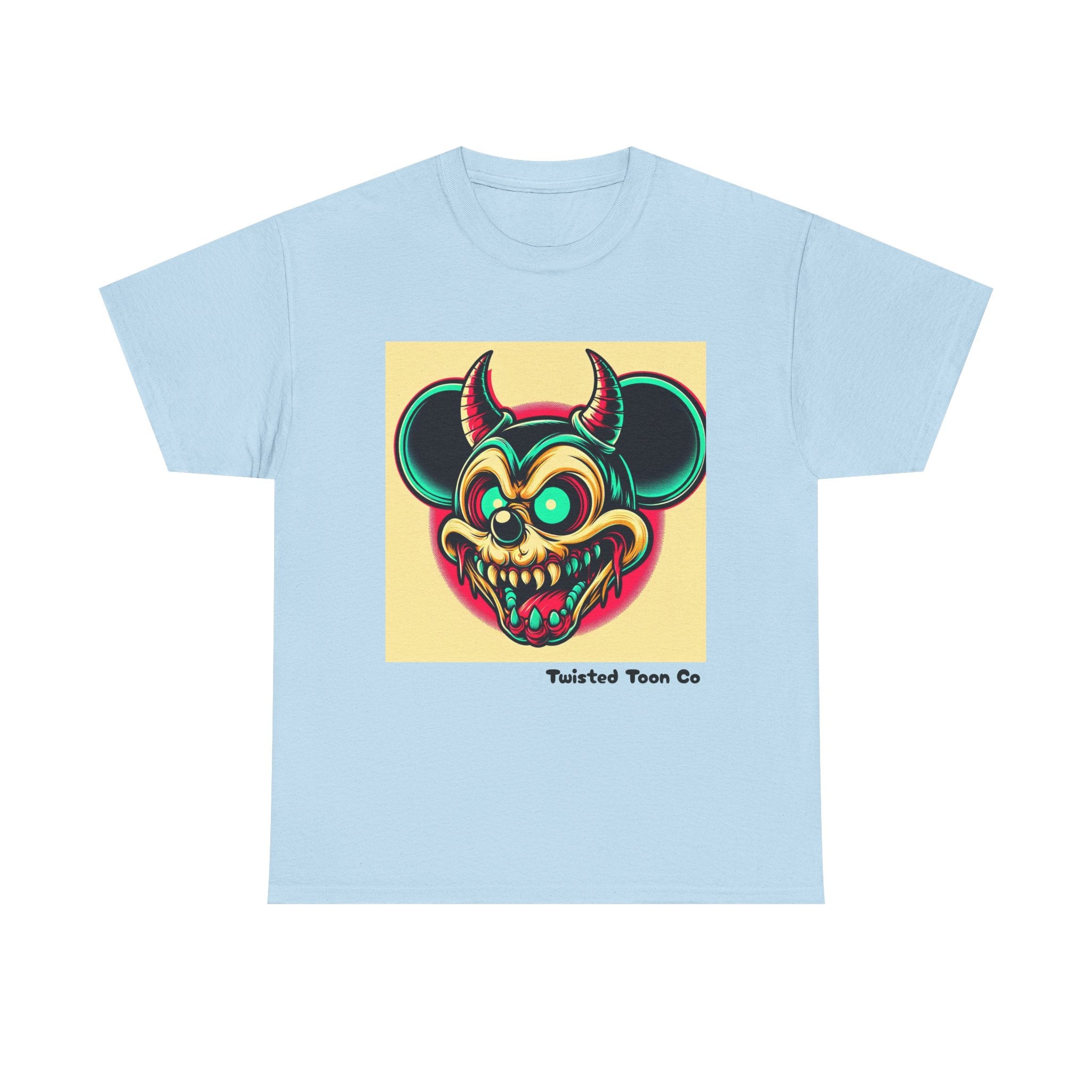 Demonic Mouse Skull Tee — Retro Neon Horror Graphic T‑Shirt