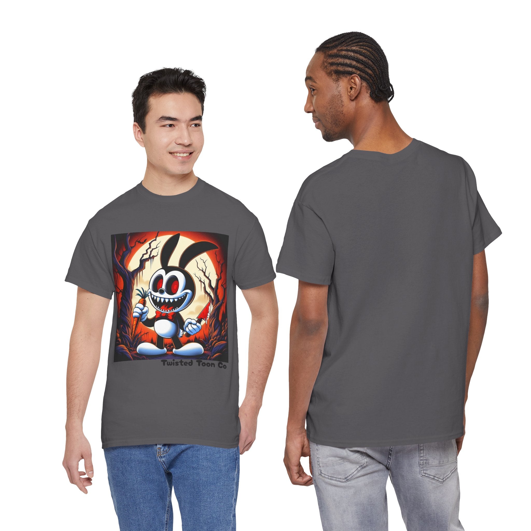 Spooky Cartoon Bunny Tee — Retro Horror Bunny Graphic Shirt