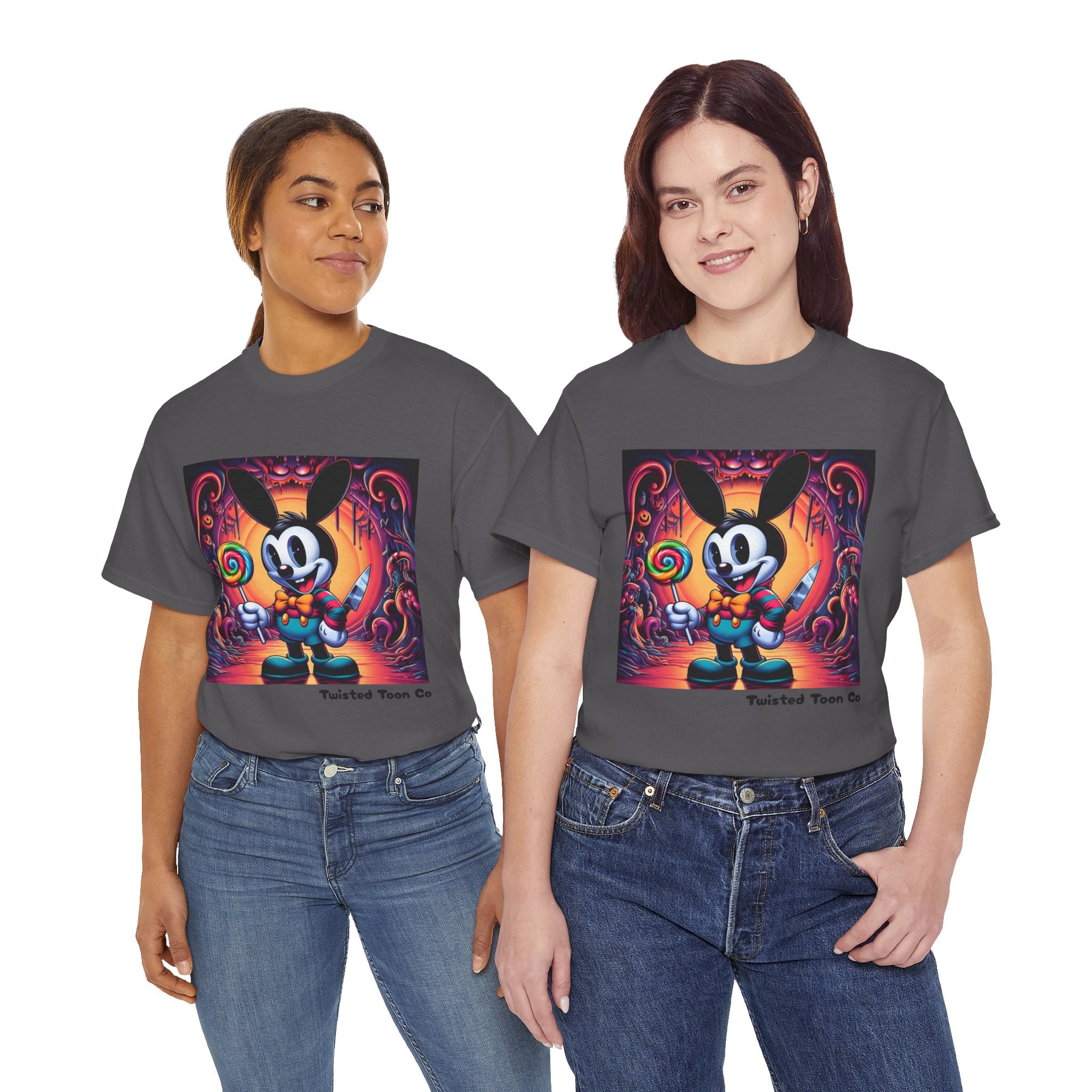 Cartoon Bunny Lollipop Tee — Retro Cute Graphic T-Shirt