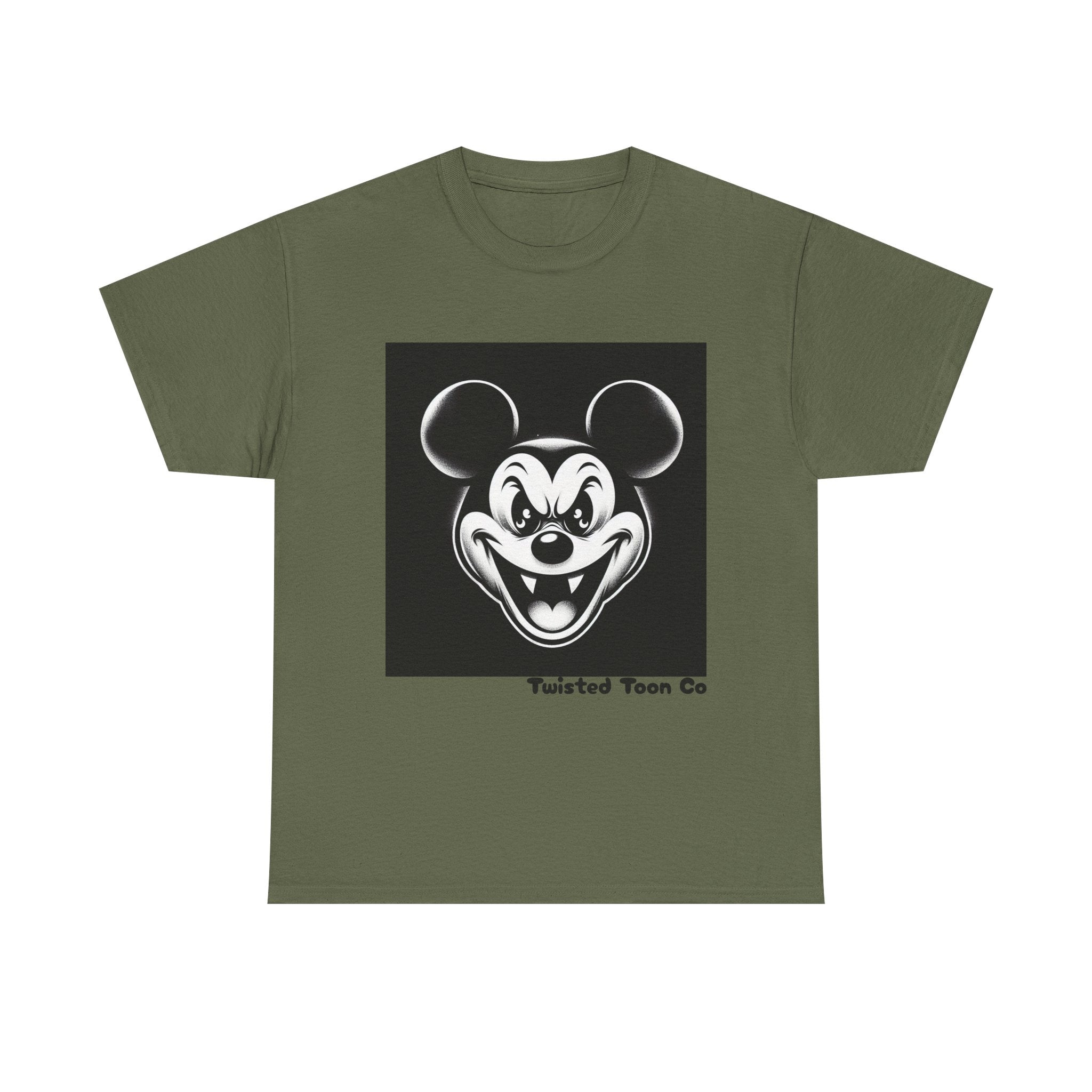 Creepy Cartoon Mouse Graphic Tee — Vintage Horror Smile Shirt