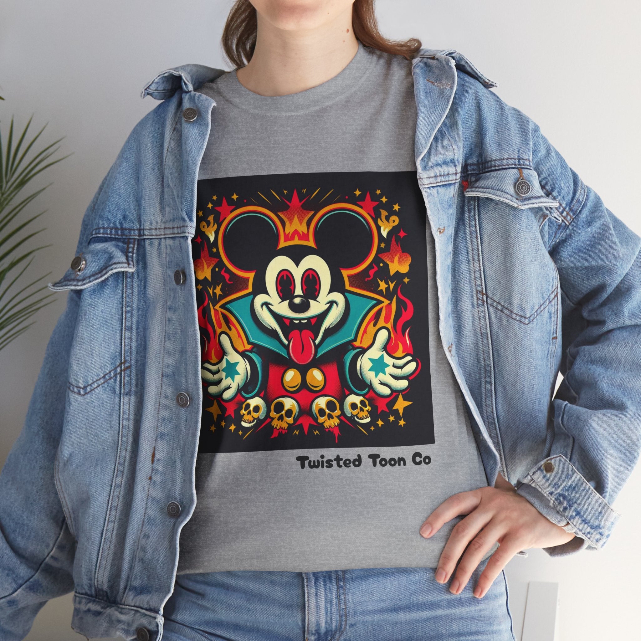 Vampire Mouse Graphic Tee — Retro Horror Cartoon Shirt