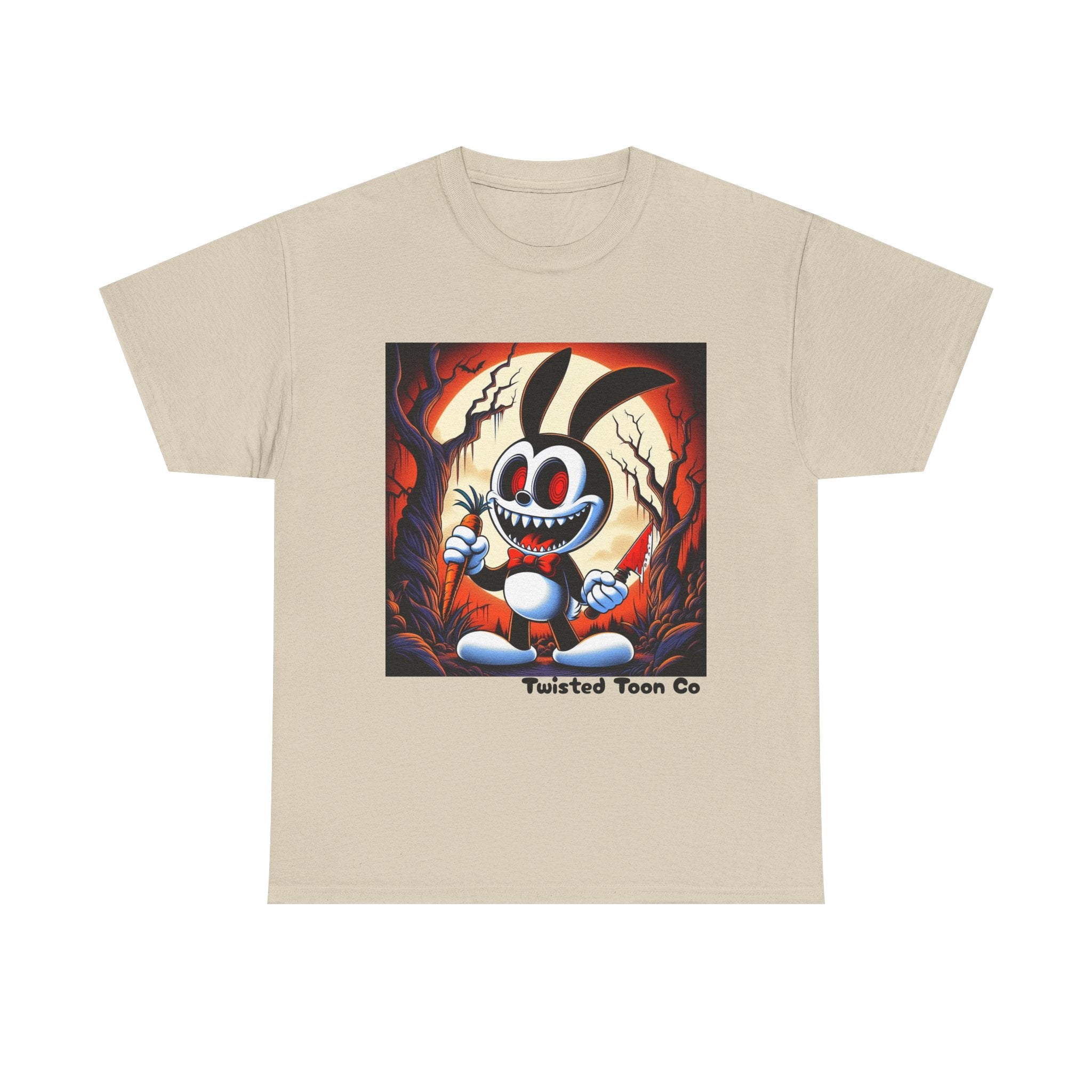 Spooky Cartoon Bunny Tee — Retro Horror Bunny Graphic Shirt