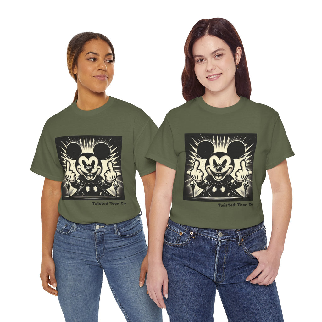 Graphic Tee — Retro Cartoon Character Giving Middle Fingers