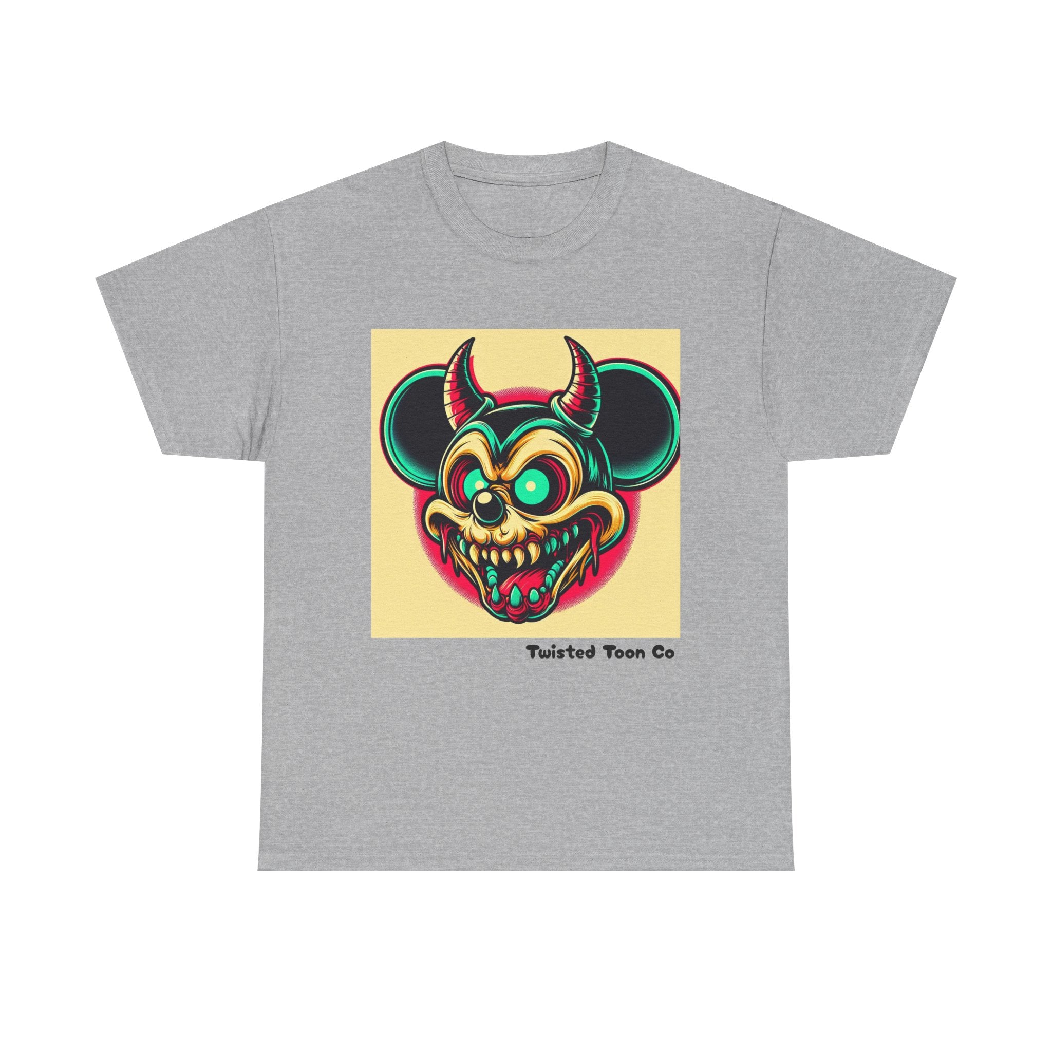 Demonic Mouse Skull Tee — Retro Neon Horror Graphic T‑Shirt