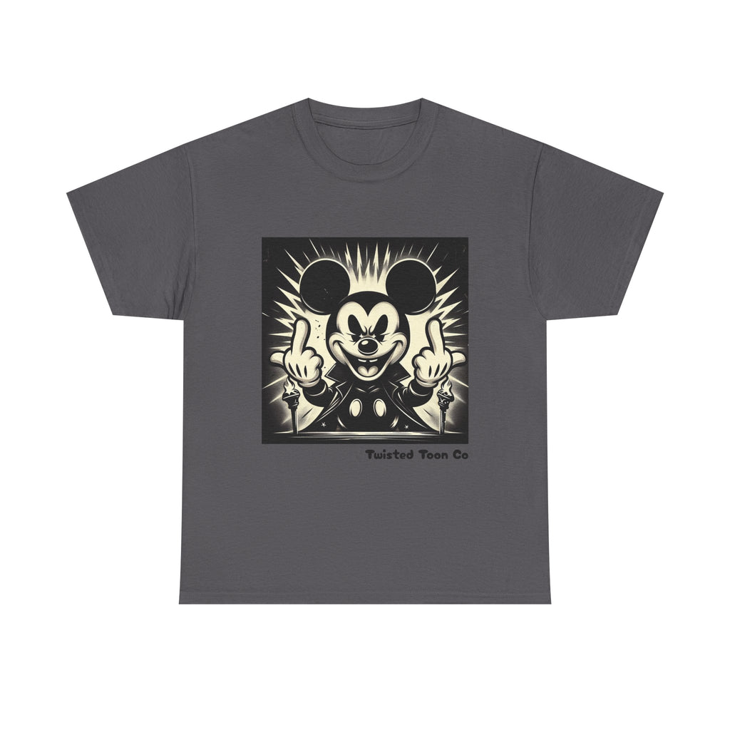 Graphic Tee — Retro Cartoon Character Giving Middle Fingers