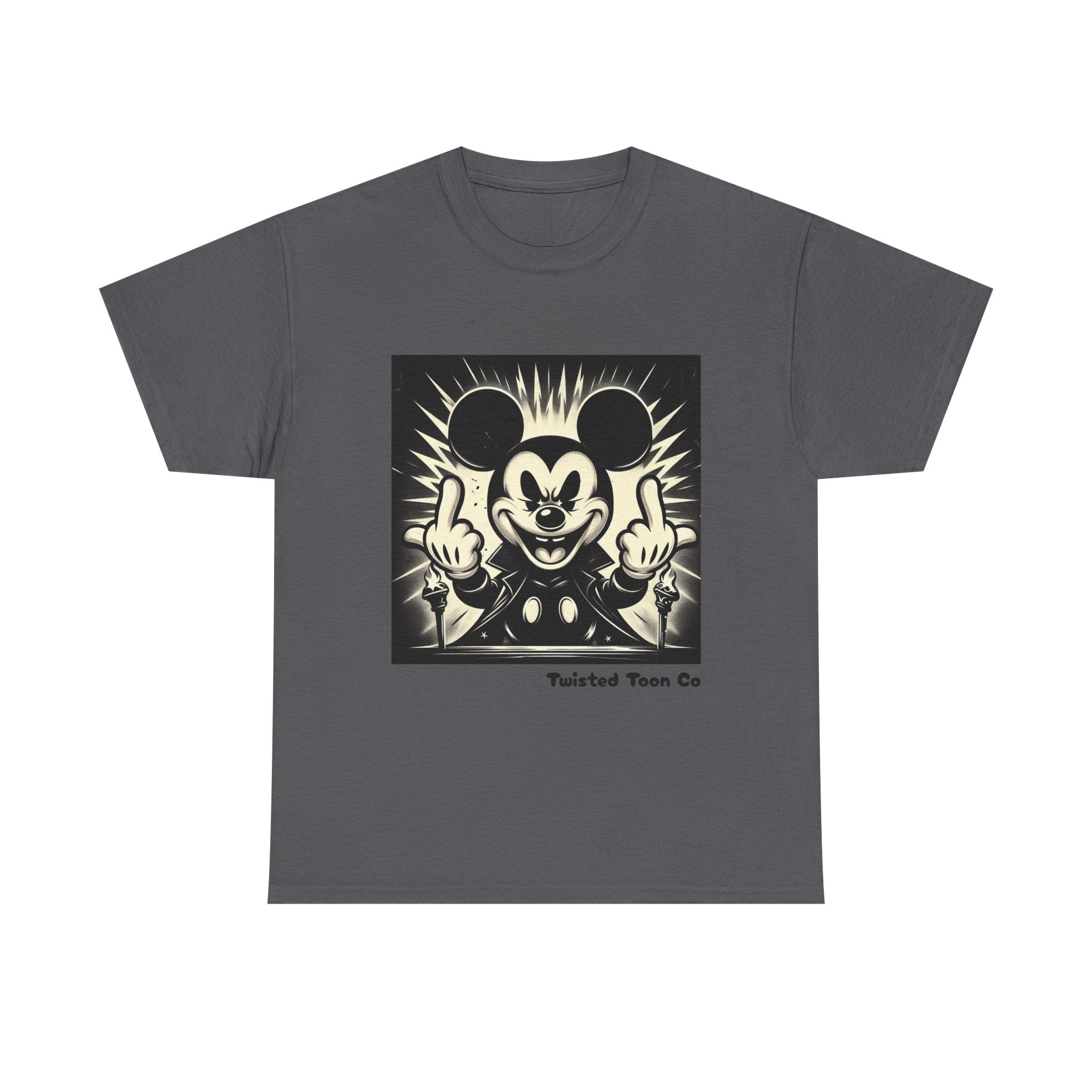 Graphic Tee — Retro Cartoon Character Giving Middle Fingers