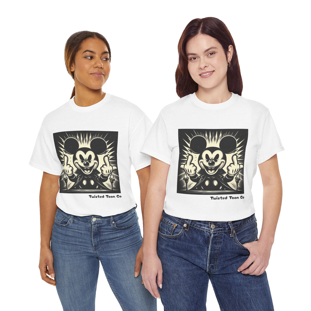 Graphic Tee — Retro Cartoon Character Giving Middle Fingers