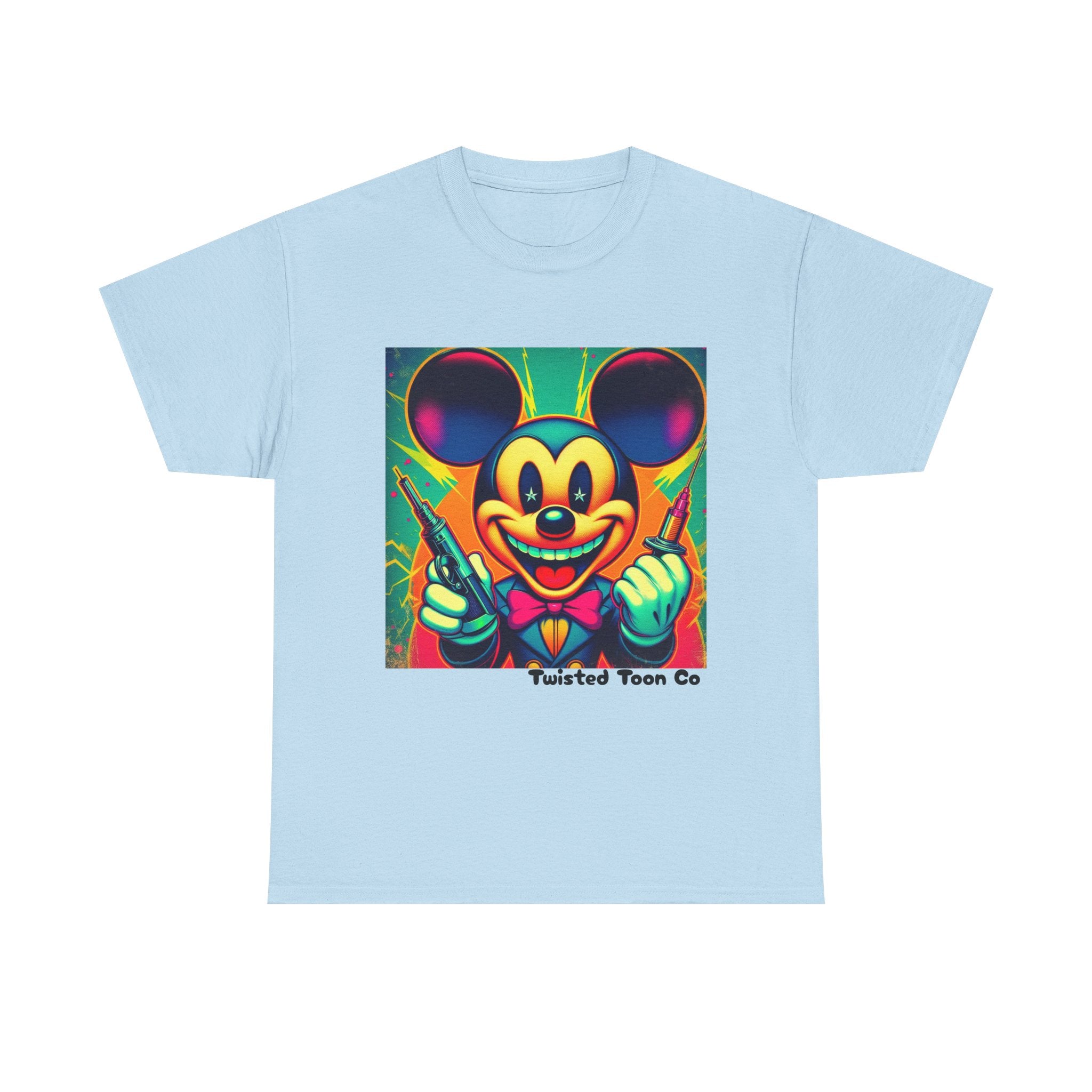 Retro Neon Cartoon Tee — Colorful Vintage Mouse Graphic Shirt