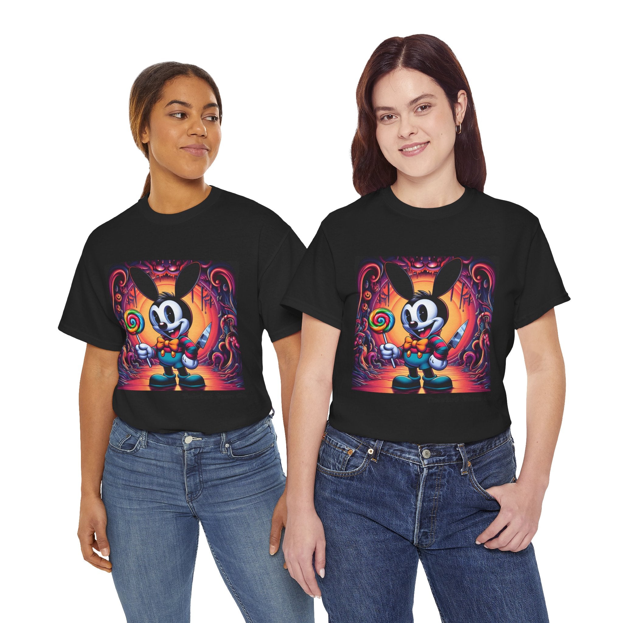 Cartoon Bunny Lollipop Tee — Retro Cute Graphic T-Shirt