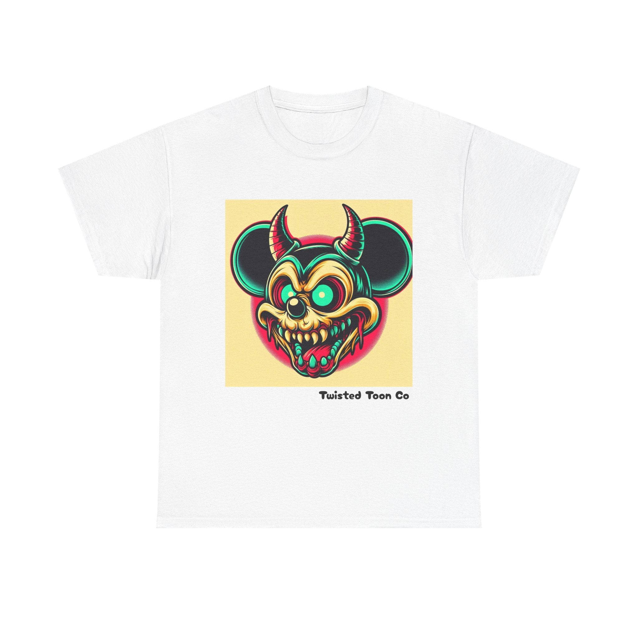 Demonic Mouse Skull Tee — Retro Neon Horror Graphic T‑Shirt