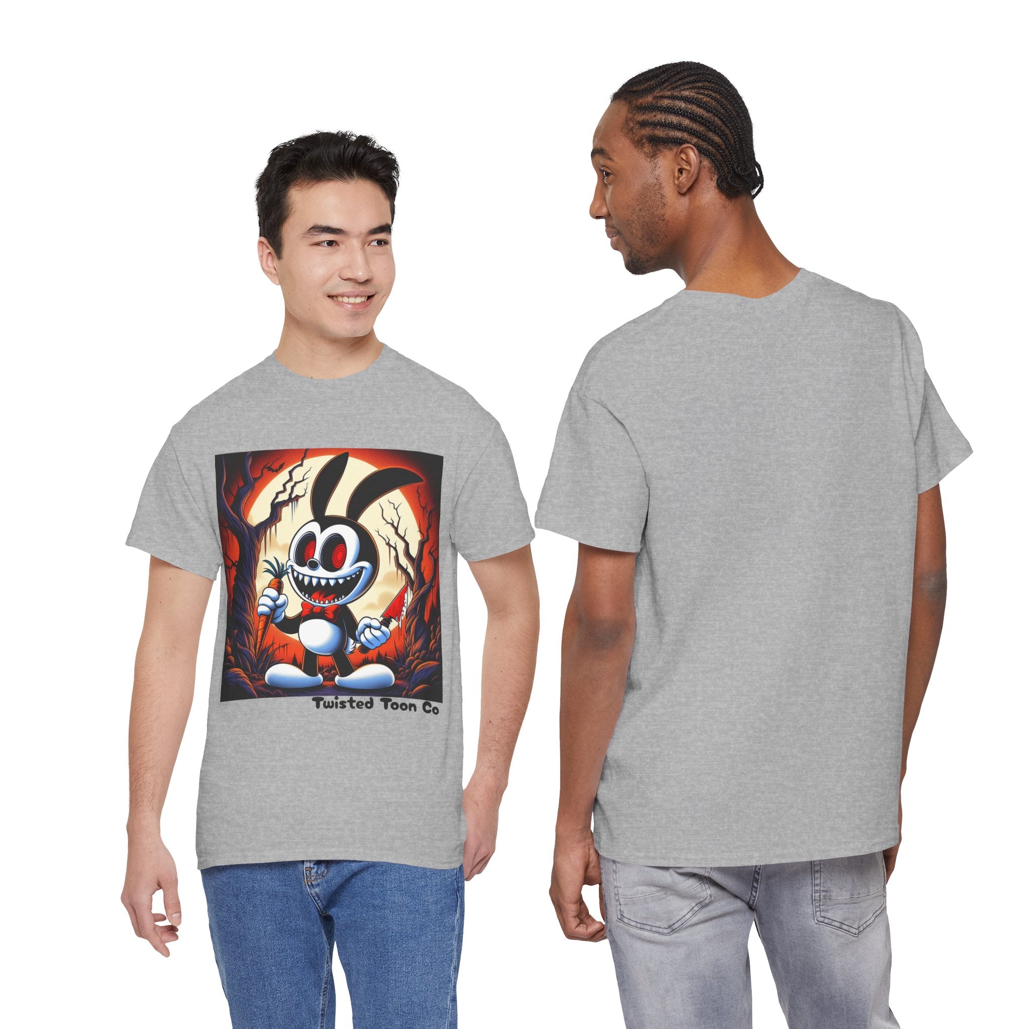 Spooky Cartoon Bunny Tee — Retro Horror Bunny Graphic Shirt