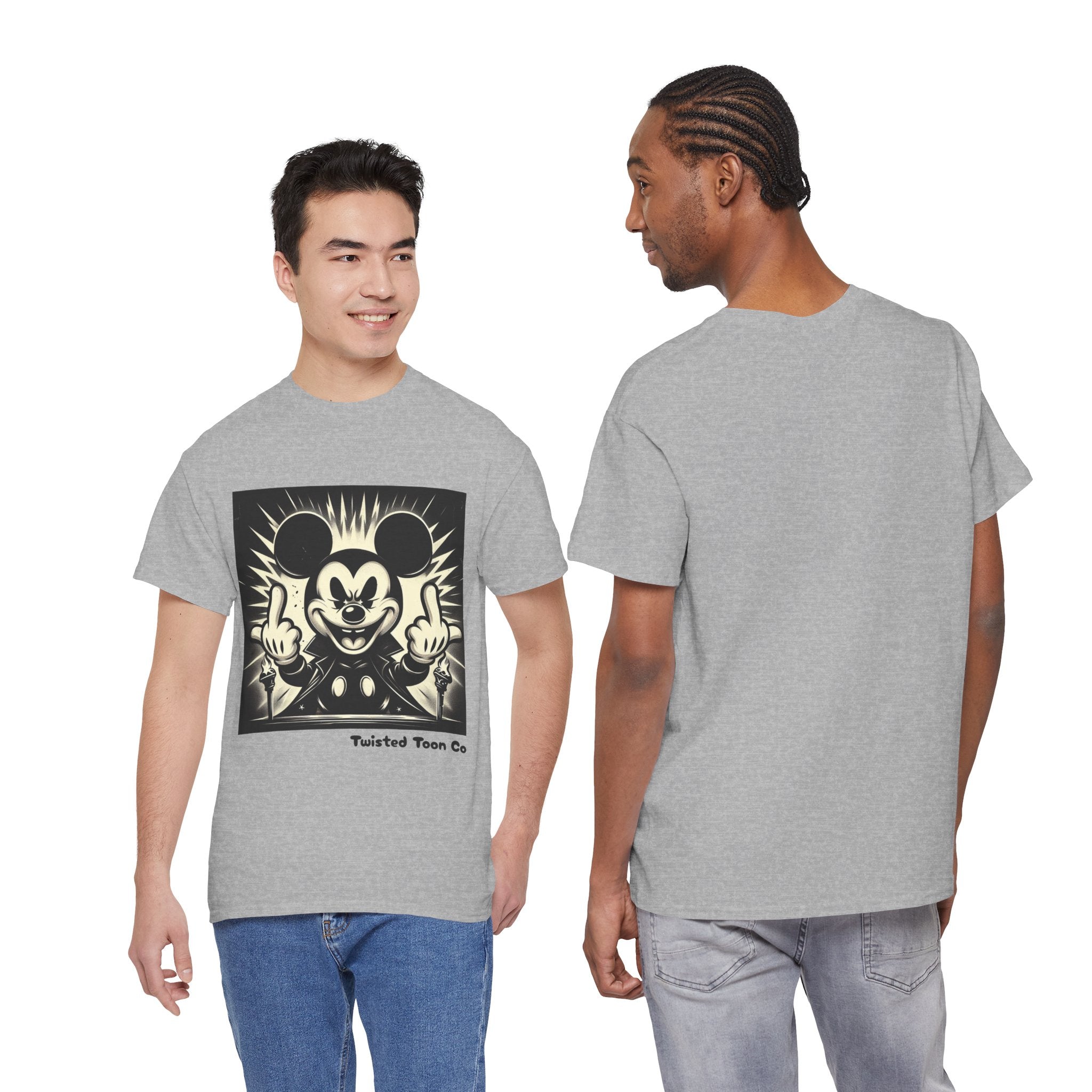 Graphic Tee — Retro Cartoon Character Giving Middle Fingers
