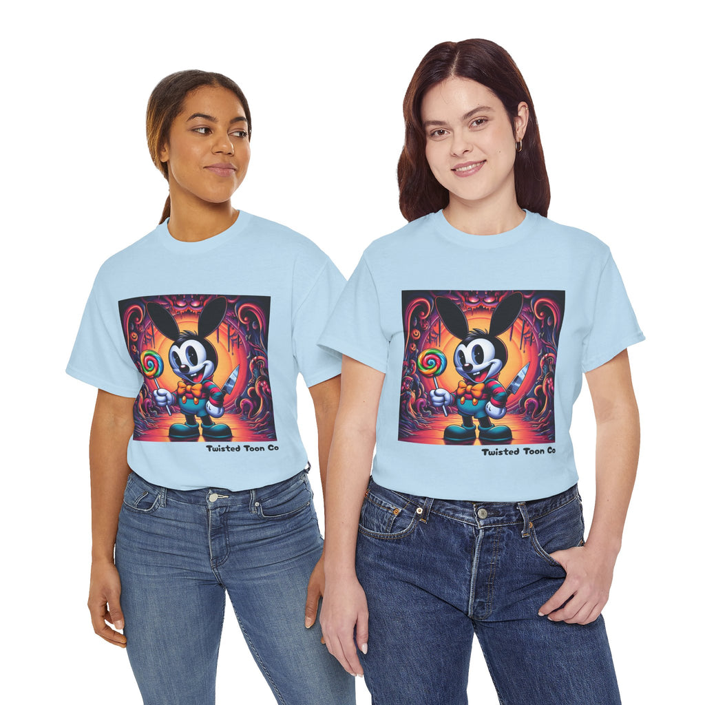 Cartoon Bunny Lollipop Tee — Retro Cute Graphic T-Shirt