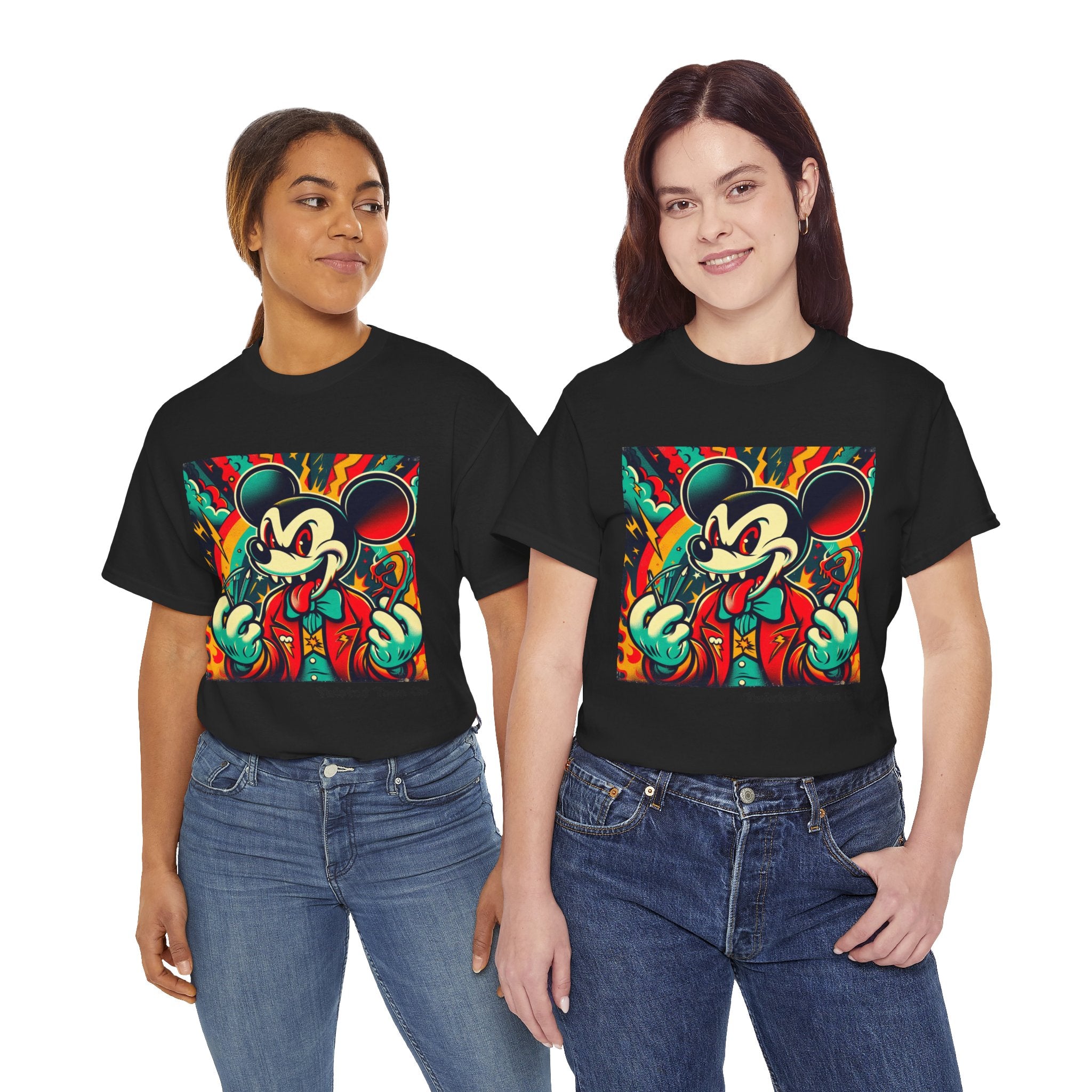 Graphic Tee — Retro Cartoon Devil Mouse Illustration