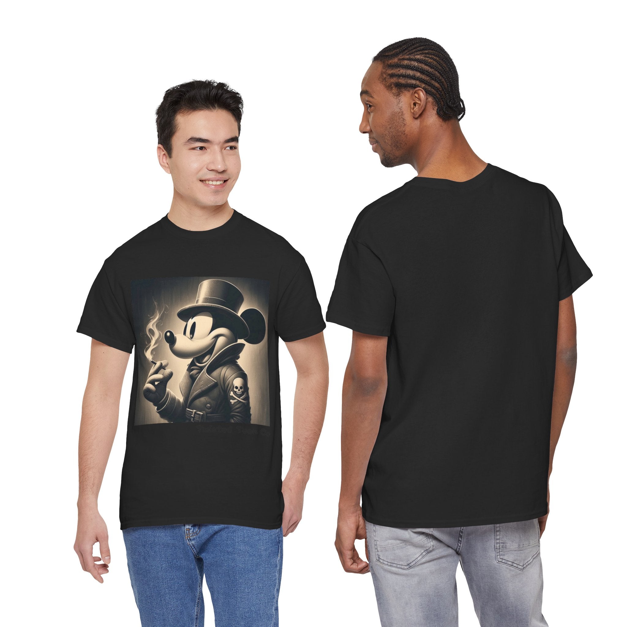 Vintage Noir Mouse Tee - Smoking Gentleman Graphic T-Shirt