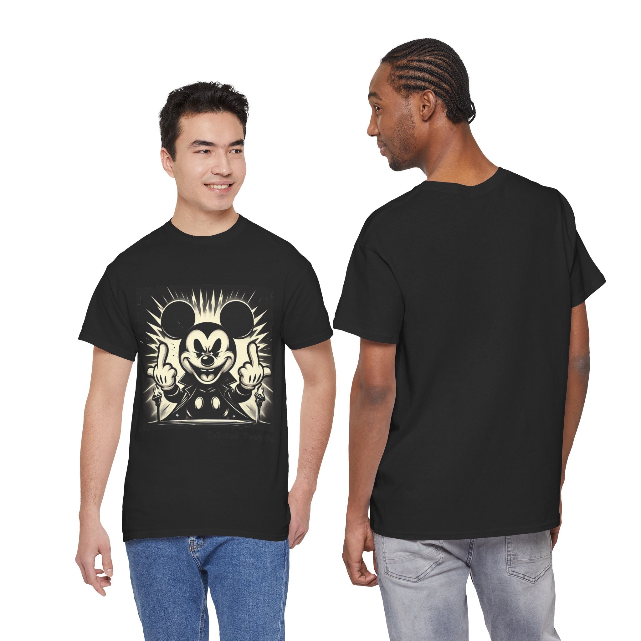 Graphic Tee — Retro Cartoon Character Giving Middle Fingers