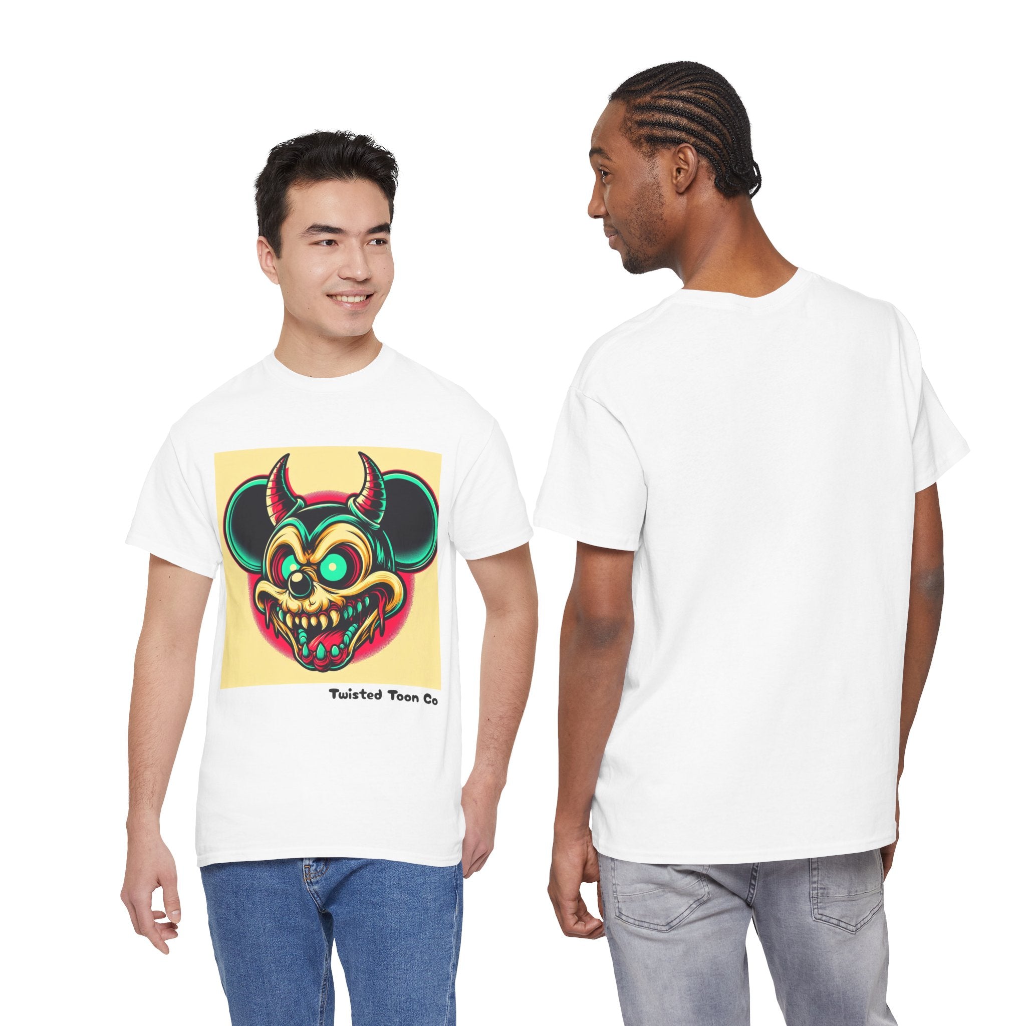 Demonic Mouse Skull Tee — Retro Neon Horror Graphic T‑Shirt