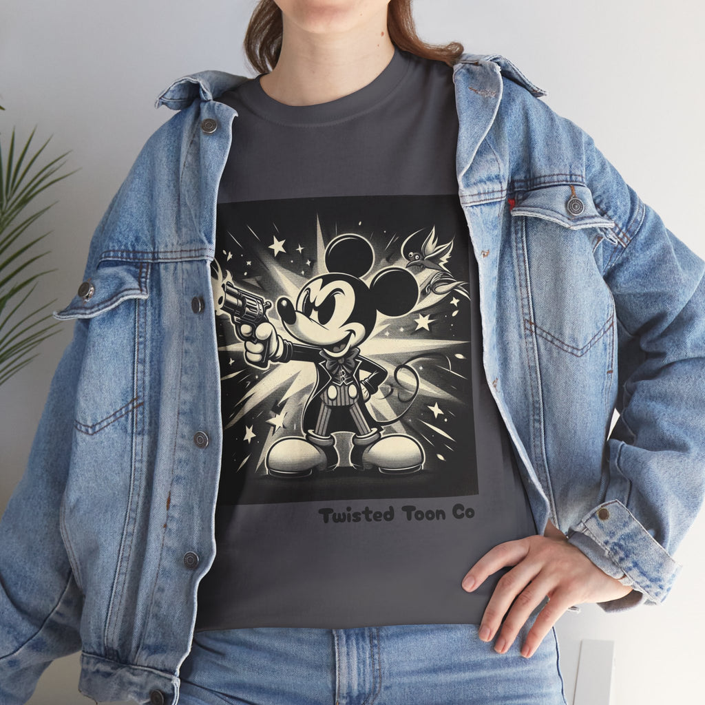 Vintage Cartoon Mouse Graphic Tee — Retro Noir Mickey-Style Shirt