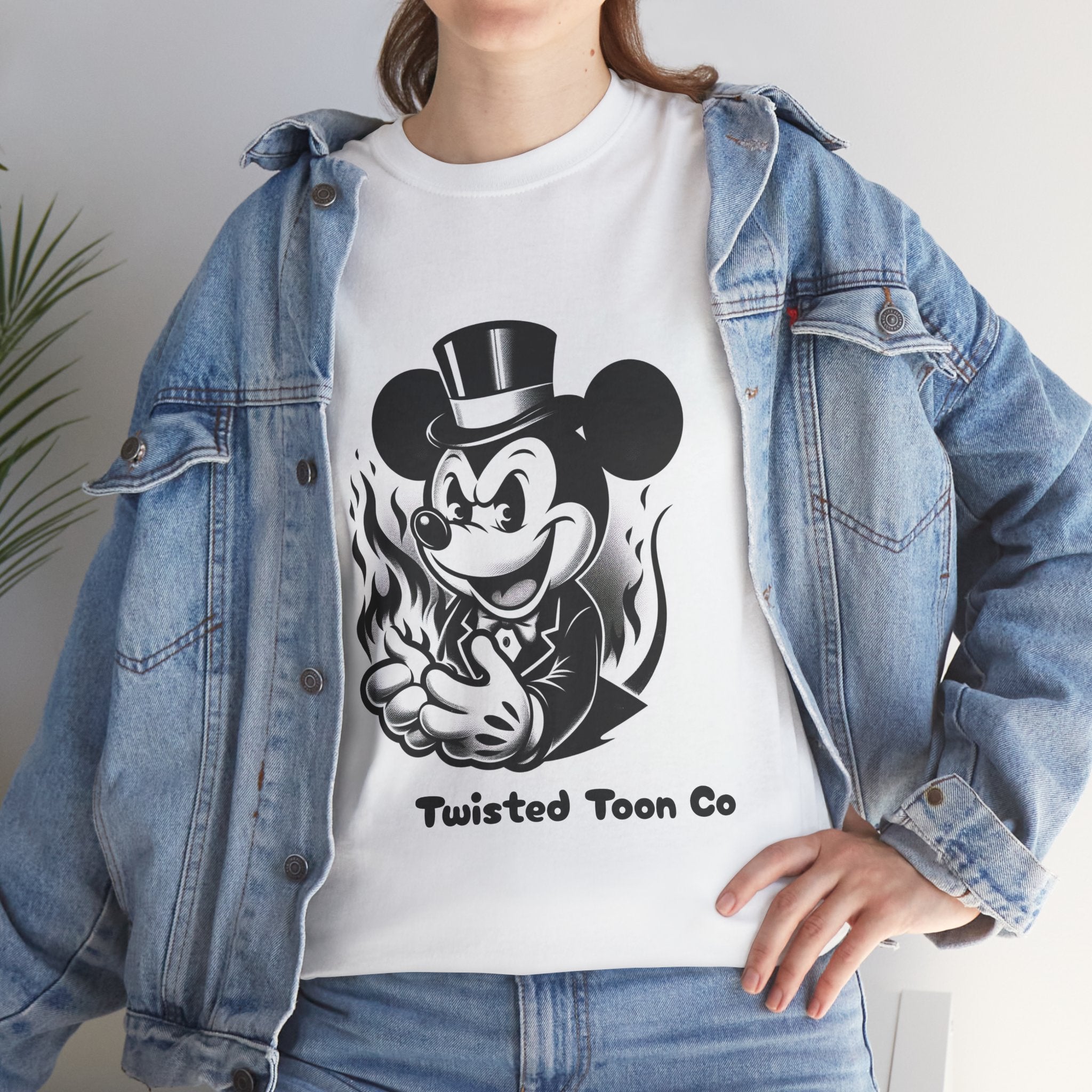 Graphic Tee — Retro Mischievous Mouse with Flames