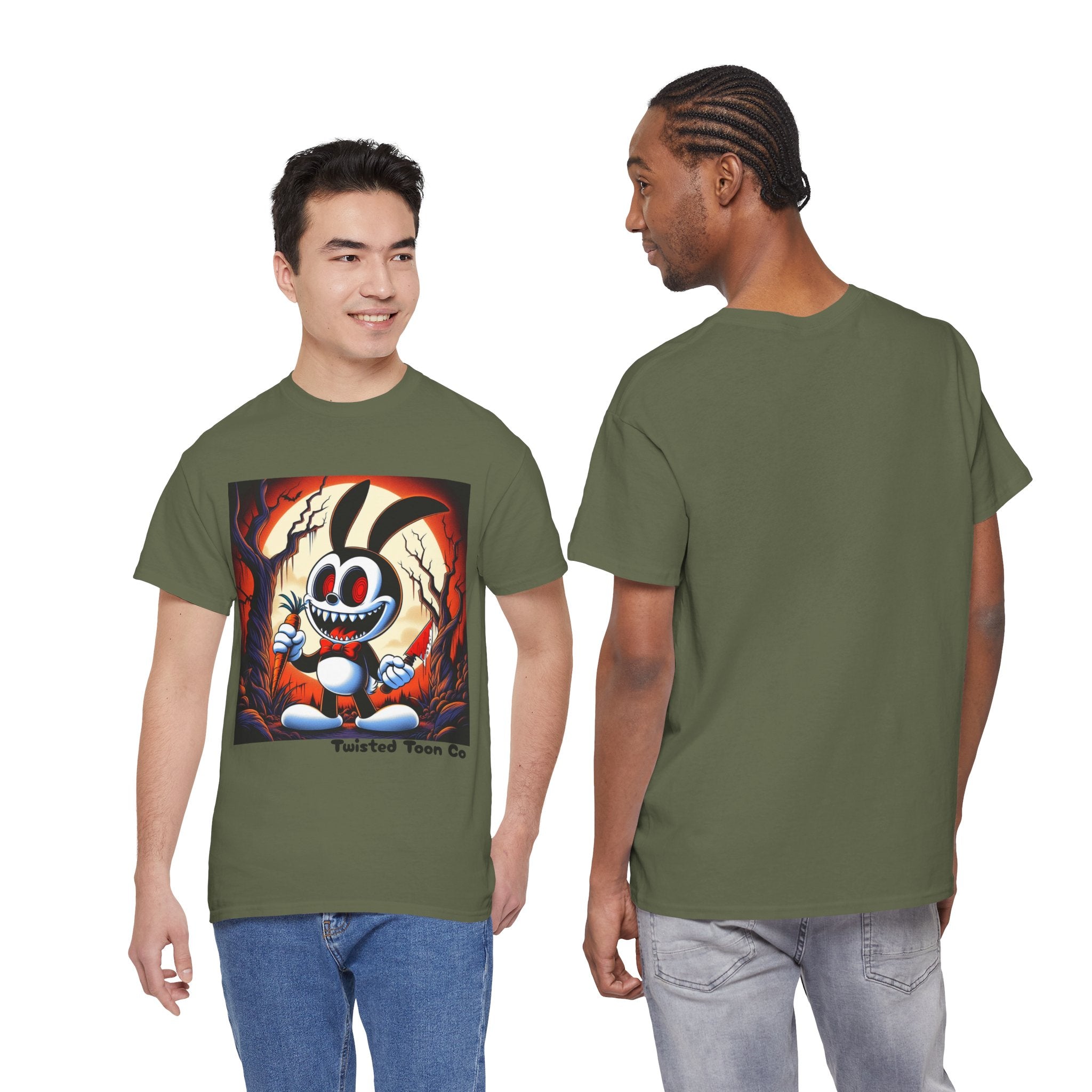 Spooky Cartoon Bunny Tee — Retro Horror Bunny Graphic Shirt