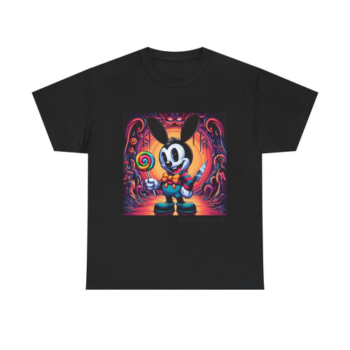 Cartoon Bunny Lollipop Tee — Retro Cute Graphic T-Shirt