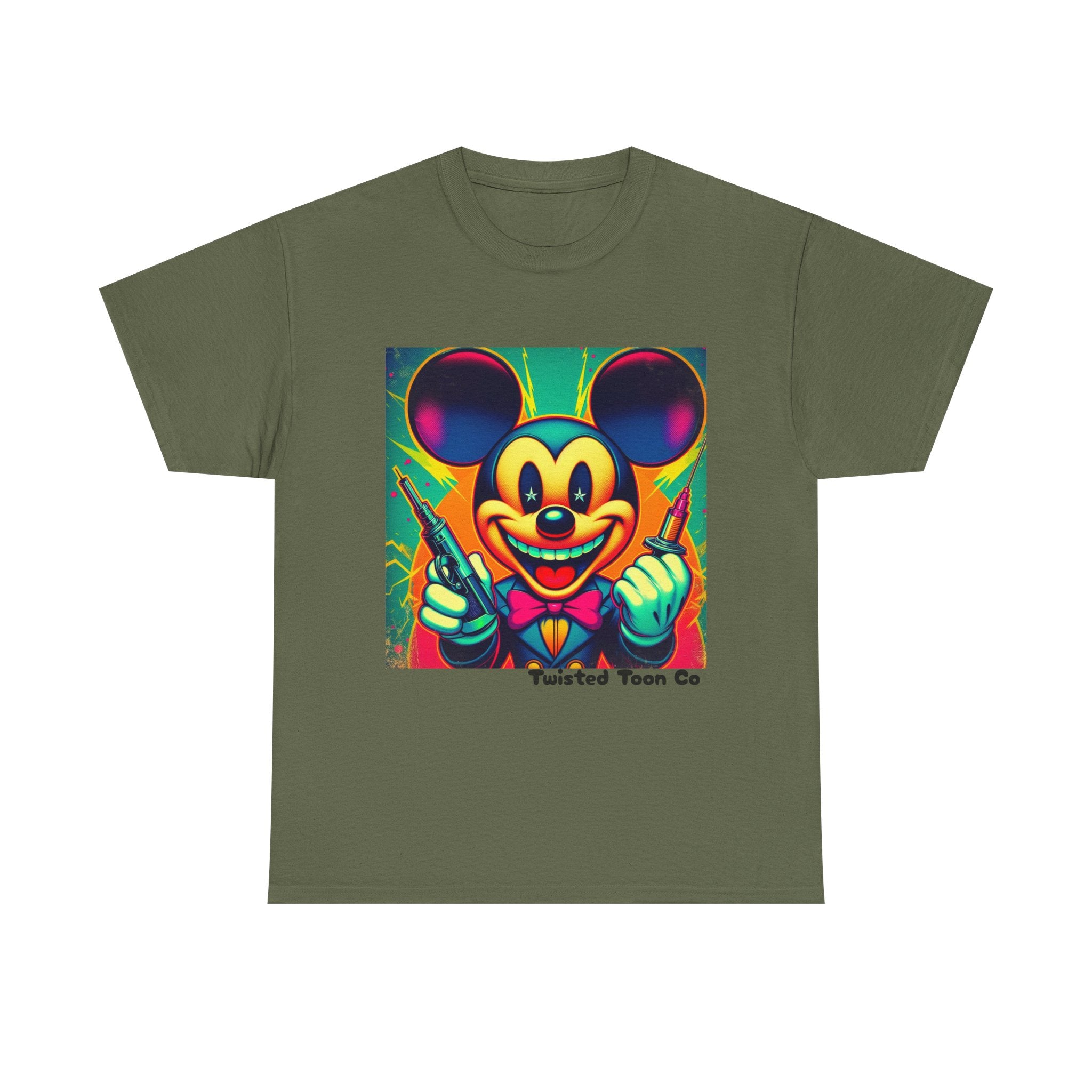 Retro Neon Cartoon Tee — Colorful Vintage Mouse Graphic Shirt