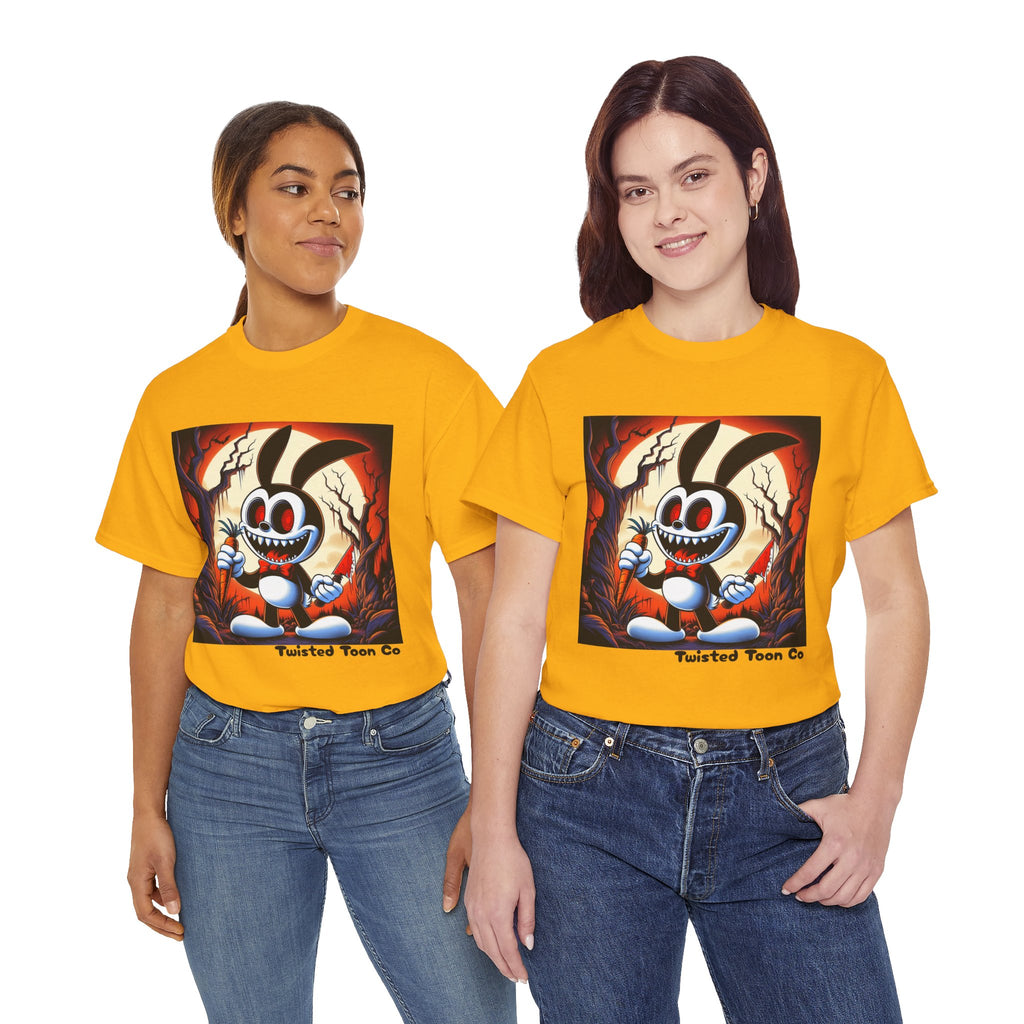Spooky Cartoon Bunny Tee — Retro Horror Bunny Graphic Shirt