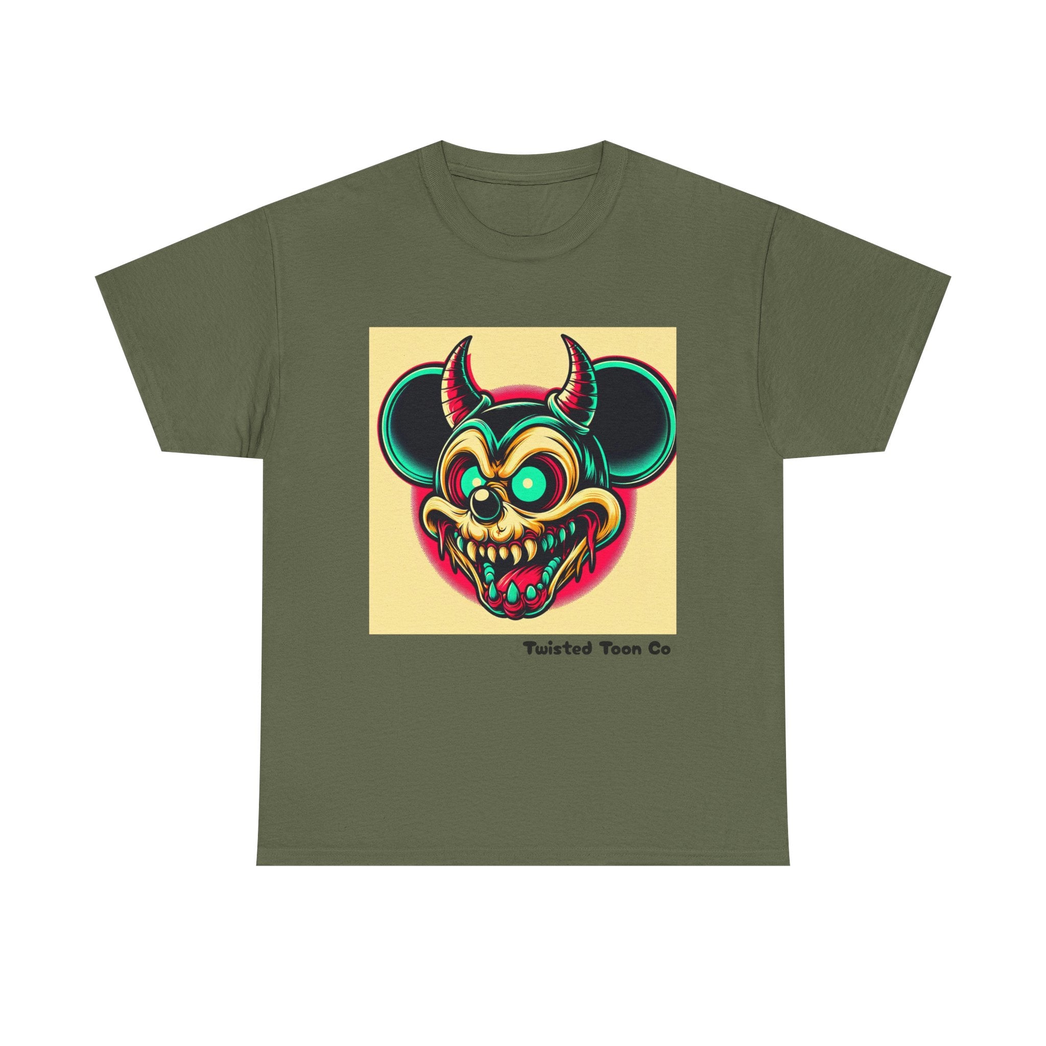 Demonic Mouse Skull Tee — Retro Neon Horror Graphic T‑Shirt