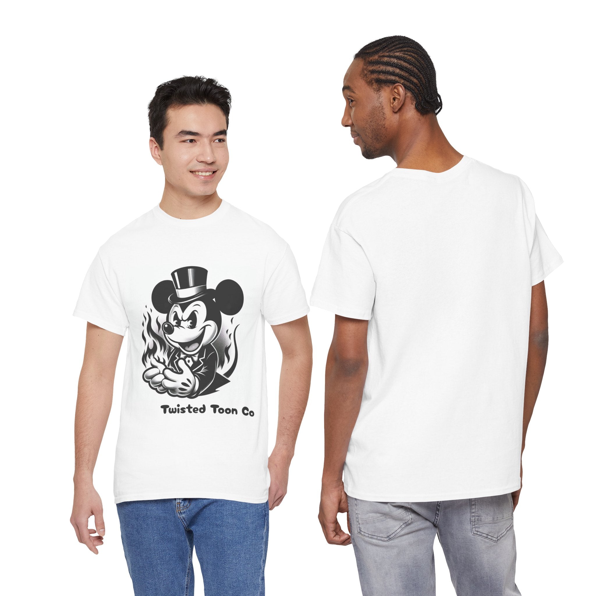 Graphic Tee — Retro Mischievous Mouse with Flames