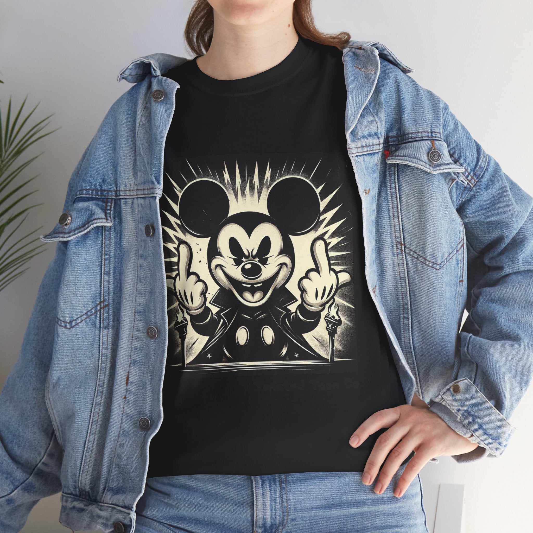 Graphic Tee — Retro Cartoon Character Giving Middle Fingers