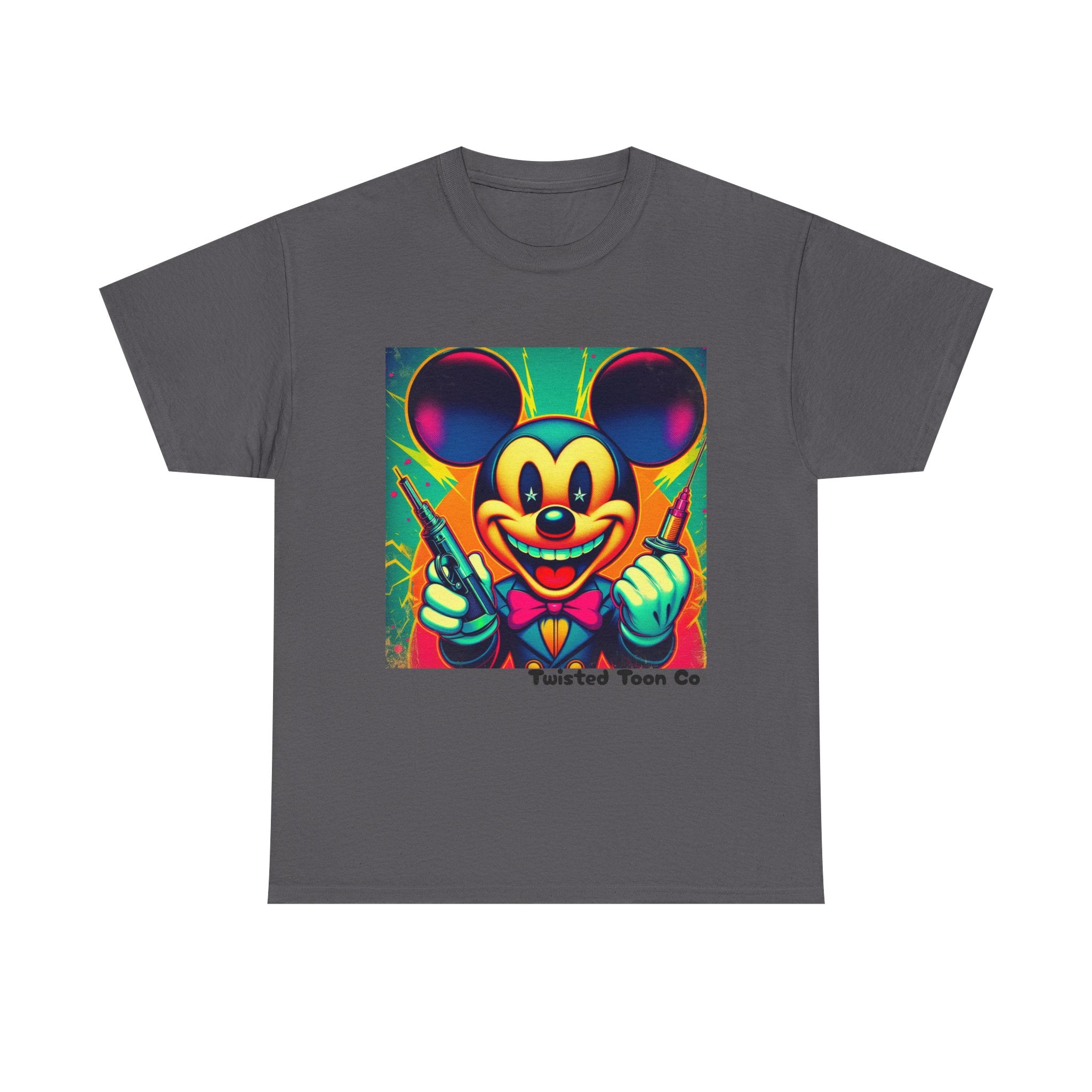 Retro Neon Cartoon Tee — Colorful Vintage Mouse Graphic Shirt
