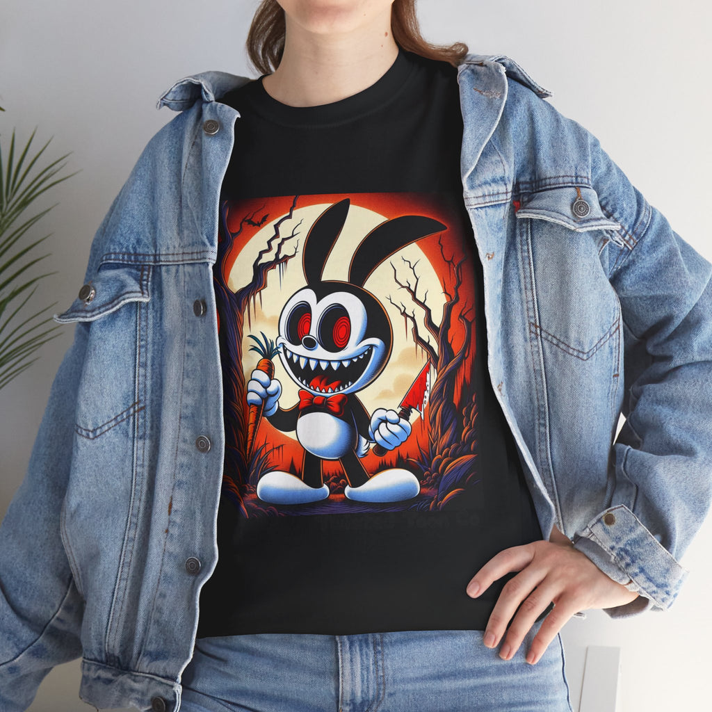 Spooky Cartoon Bunny Tee — Retro Horror Bunny Graphic Shirt