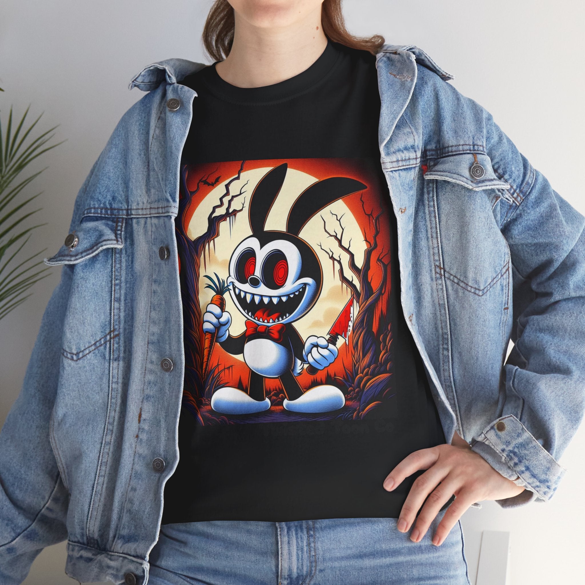 Spooky Cartoon Bunny Tee — Retro Horror Bunny Graphic Shirt