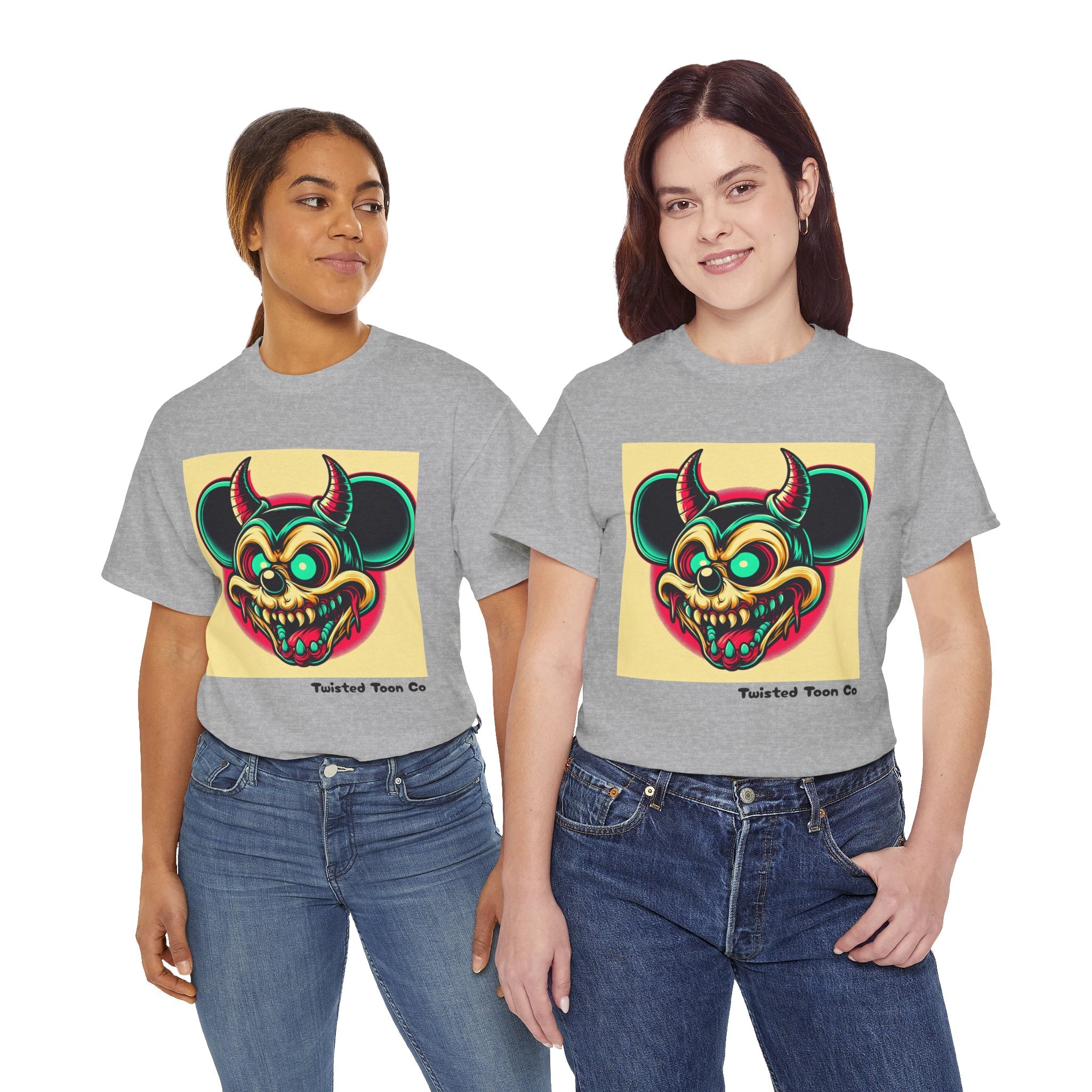 Demonic Mouse Skull Tee — Retro Neon Horror Graphic T‑Shirt