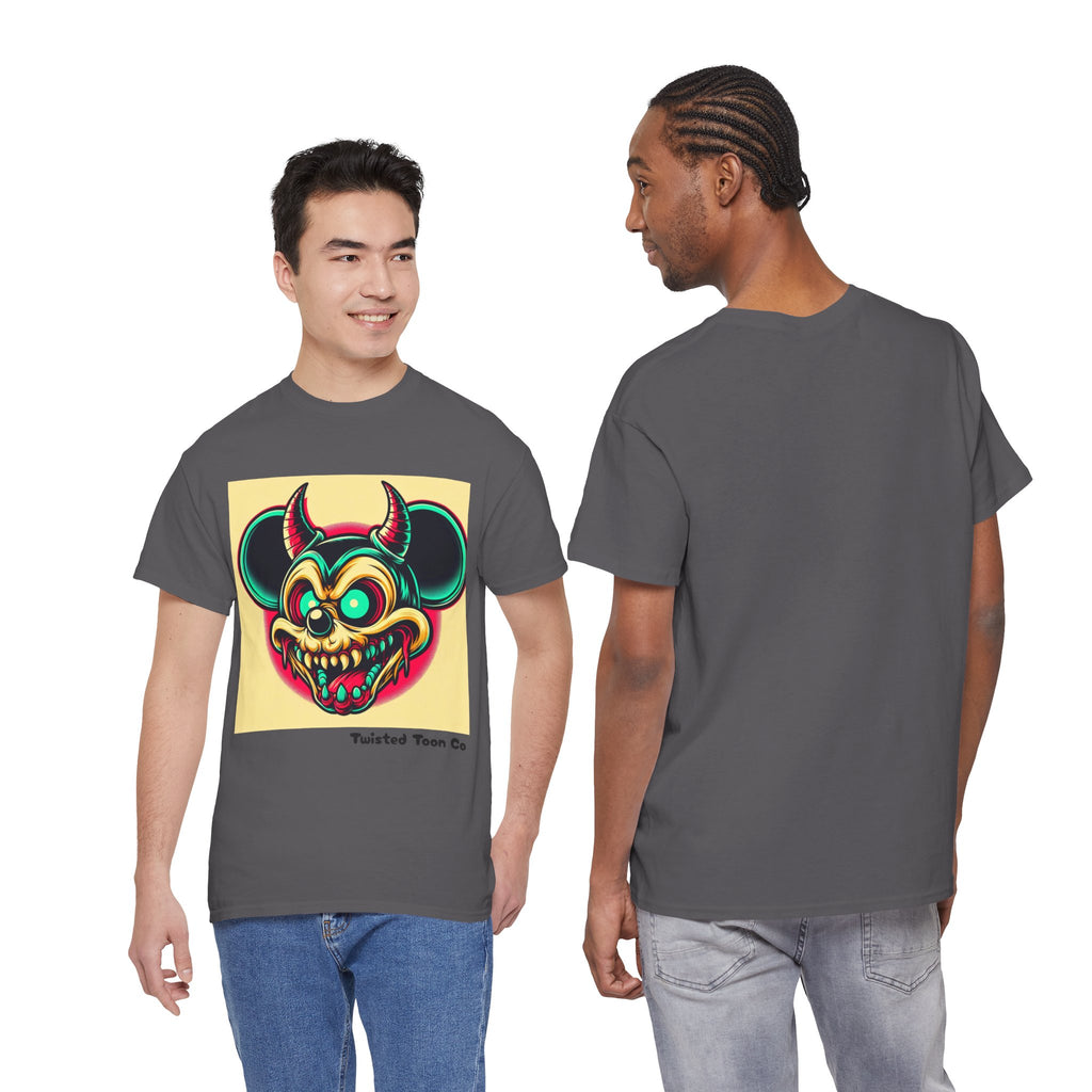 Demonic Mouse Skull Tee — Retro Neon Horror Graphic T‑Shirt