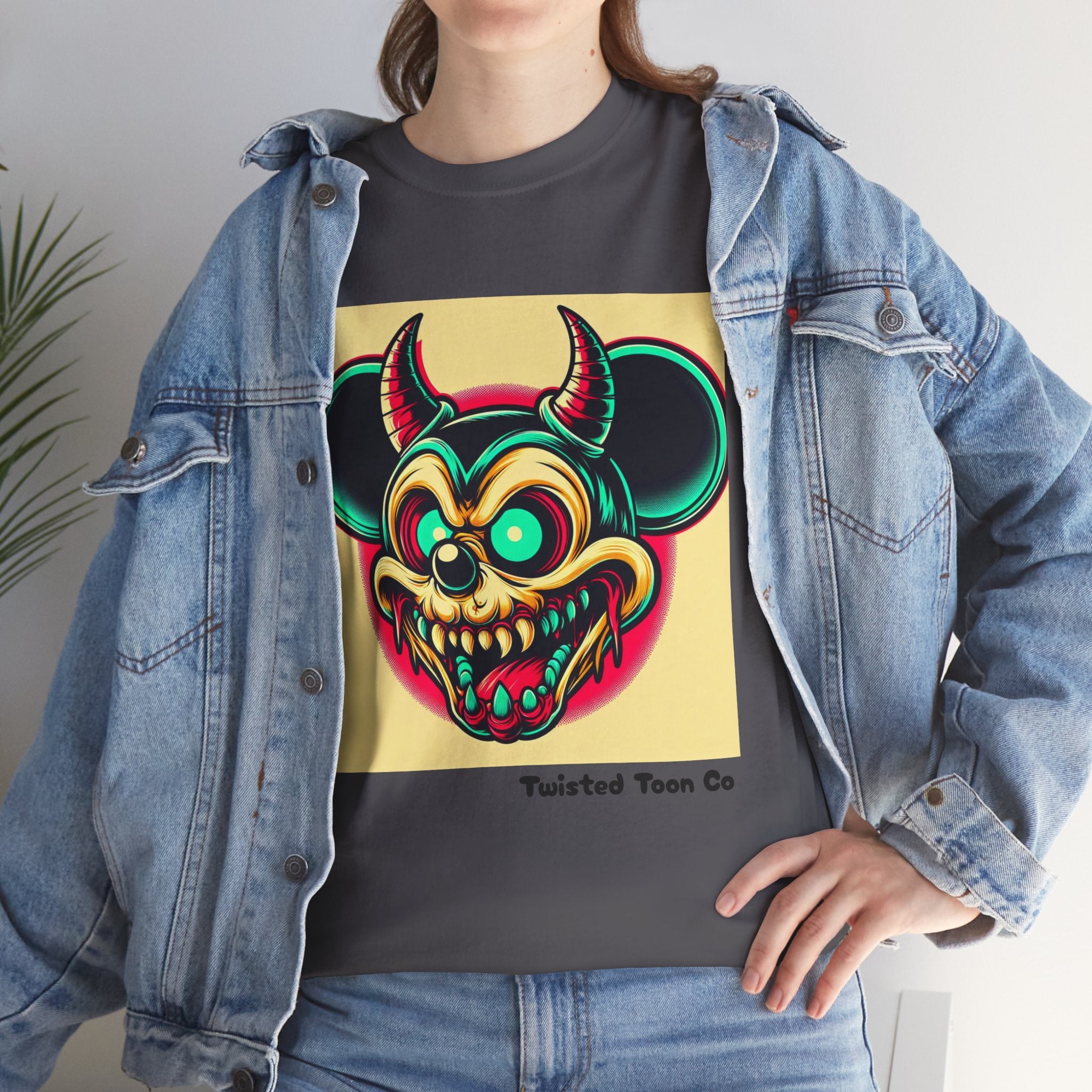 Demonic Mouse Skull Tee — Retro Neon Horror Graphic T‑Shirt