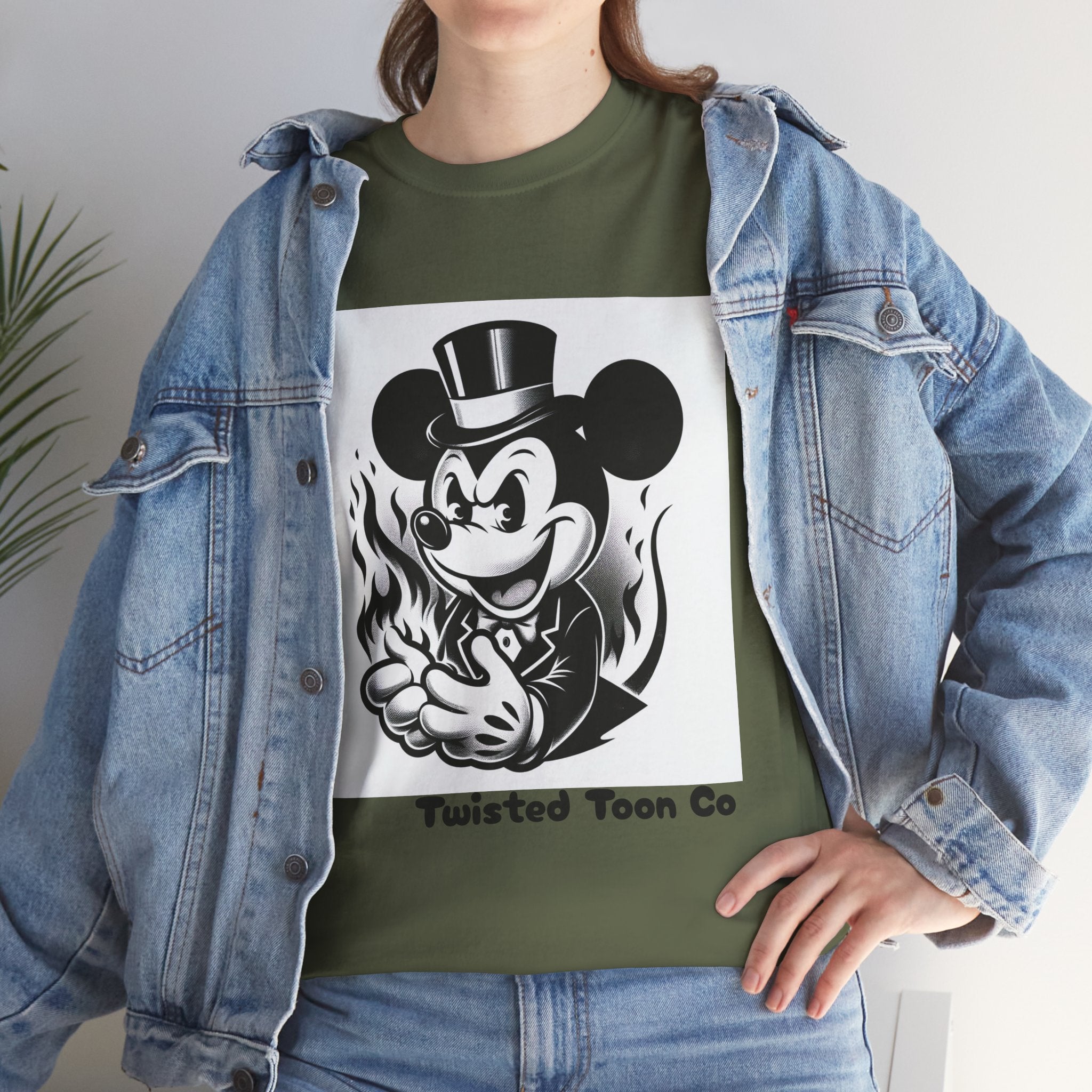 Graphic Tee — Retro Mischievous Mouse with Flames